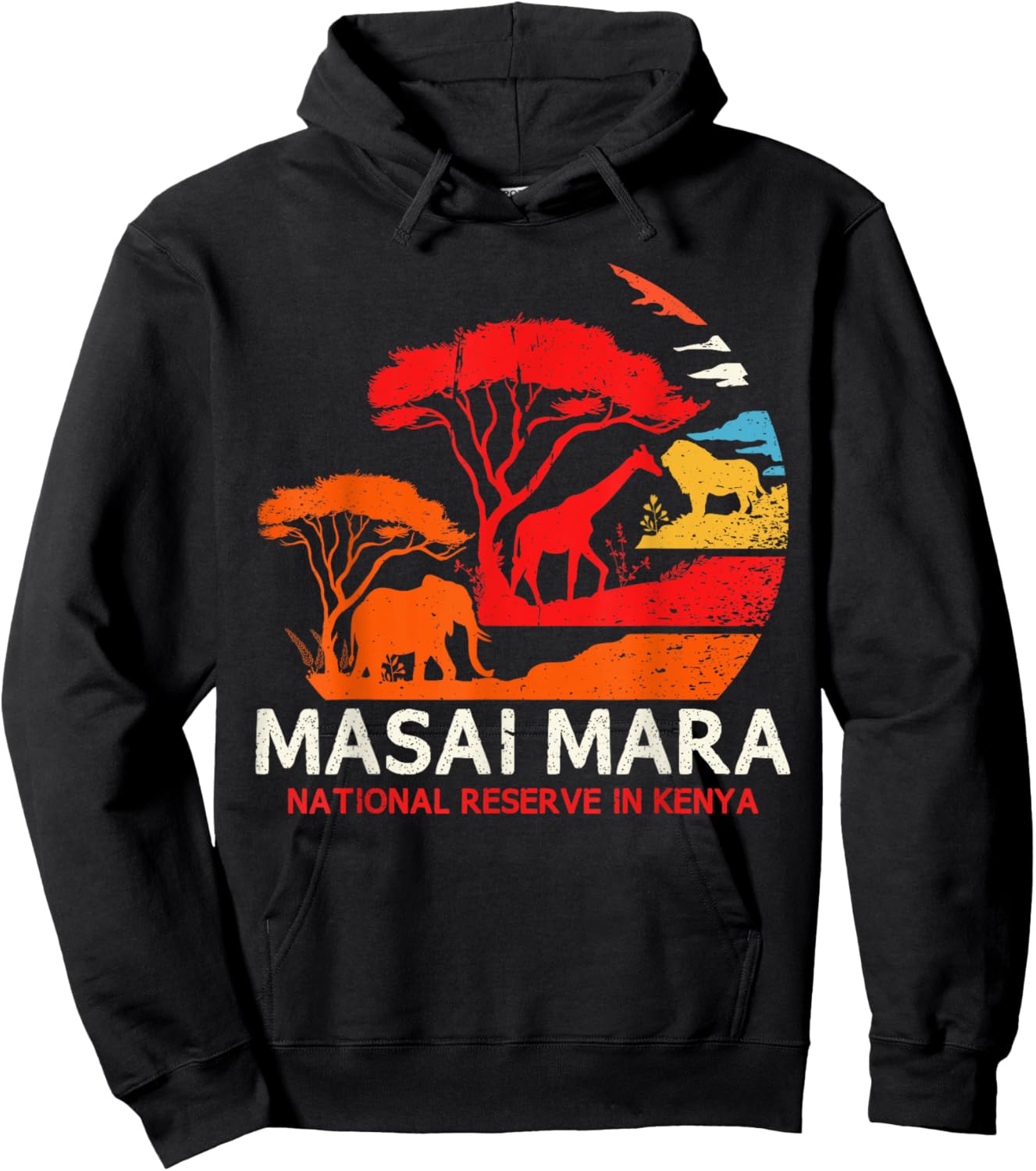 Maasai Mara Africa Safari Animals Kenya Serengeti Travel Hoodie - Hoodie | Black