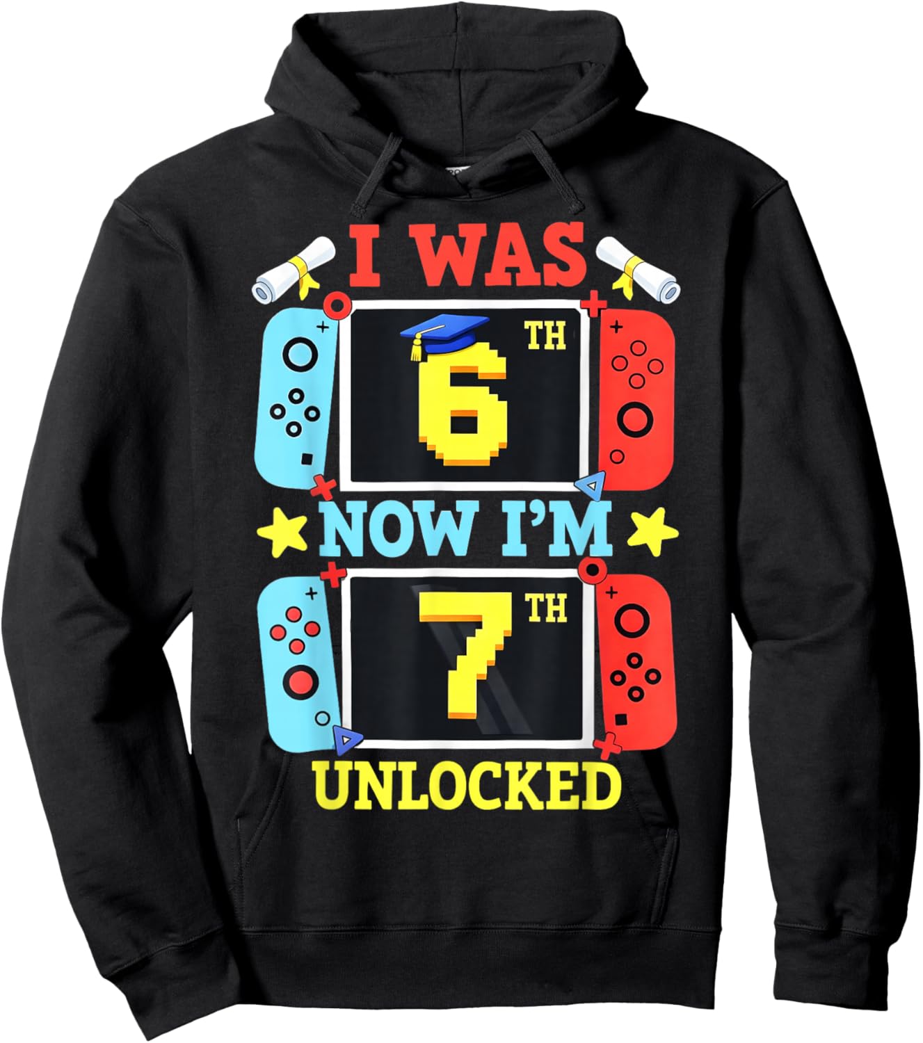 I was 6 Now I'm 7 Gamer Birthday Boy Gifts for Boys Kids Hoodie - Hoodie | Black