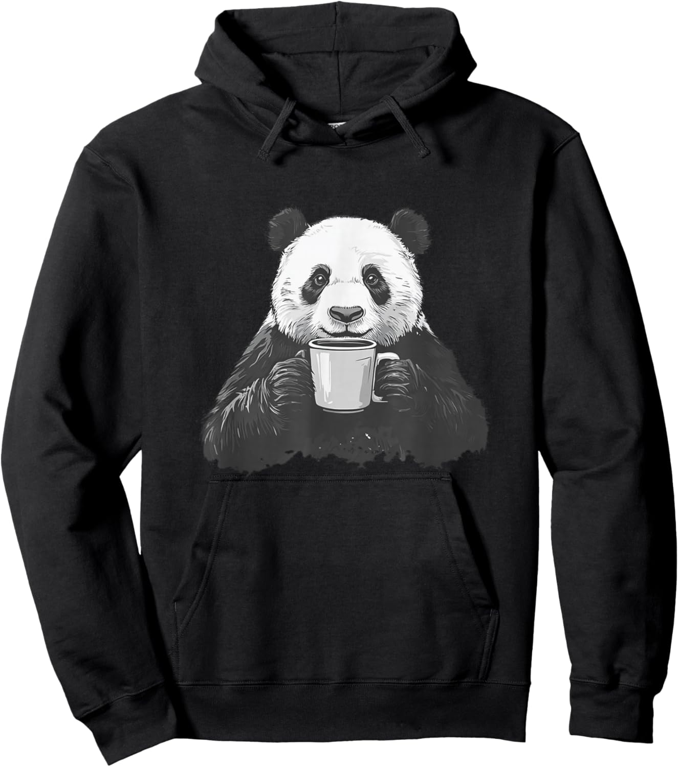 Panda Drinking Coffee Cute Panda Coffee Lover Hoodie - Hoodie | Black