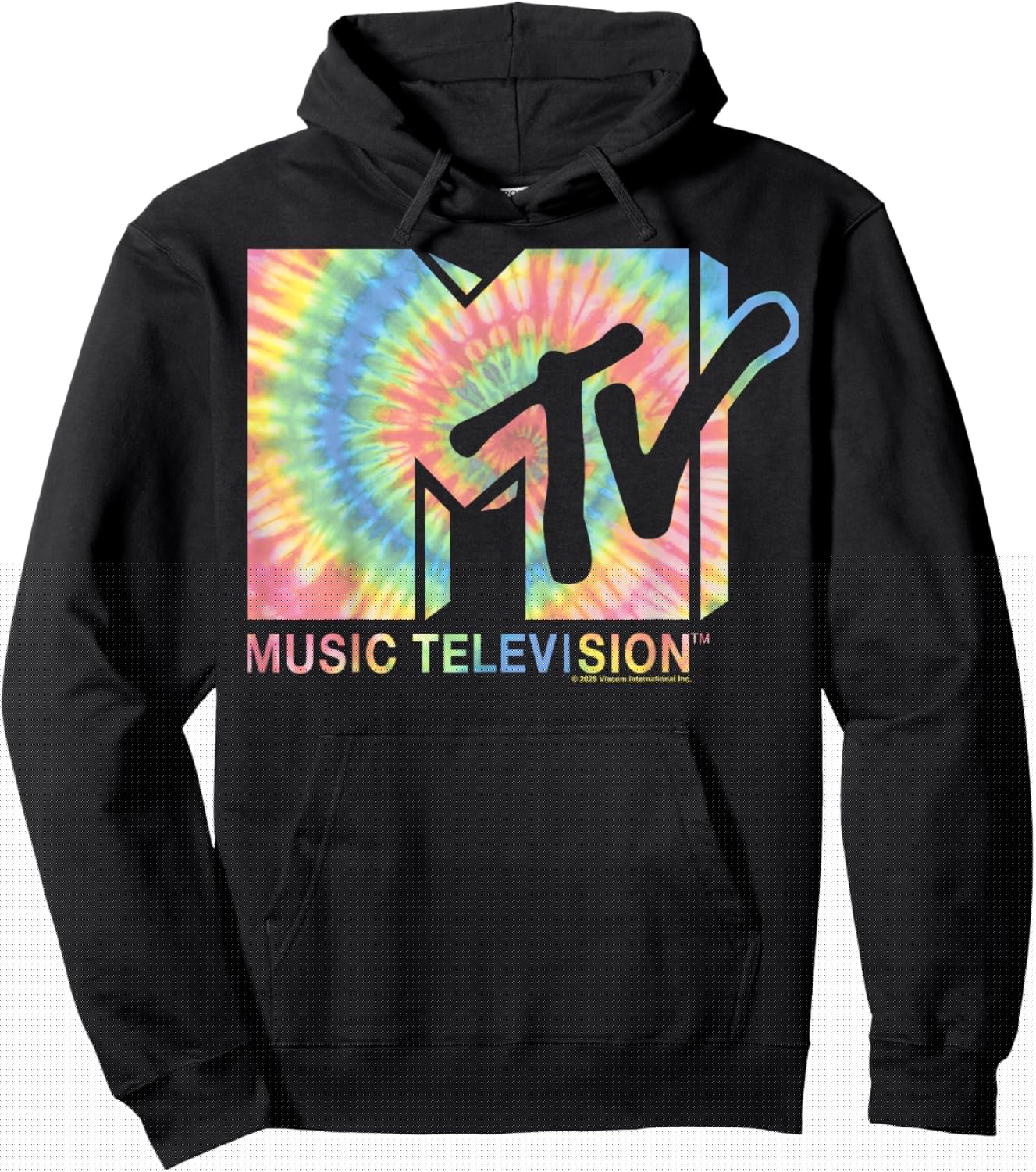 MTV Music Television Pastel Rainbow Tie-Dye Logo Hoodie - Hoodie | Black
