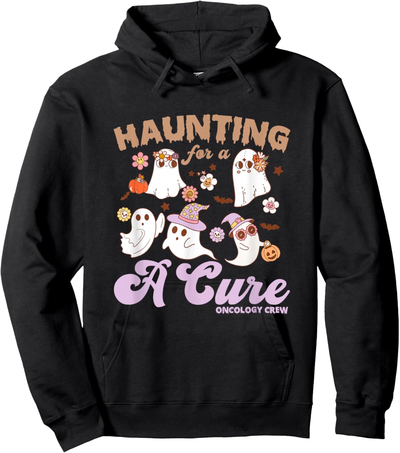 Oncology Nurse Halloween, Haunting For A Cure Oncology Crew Hoodie - Hoodie | Black