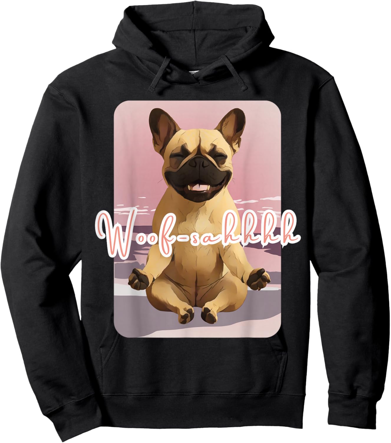 French Bulldog Woosah Calm Dog Art Hoodie - Hoodie | Black
