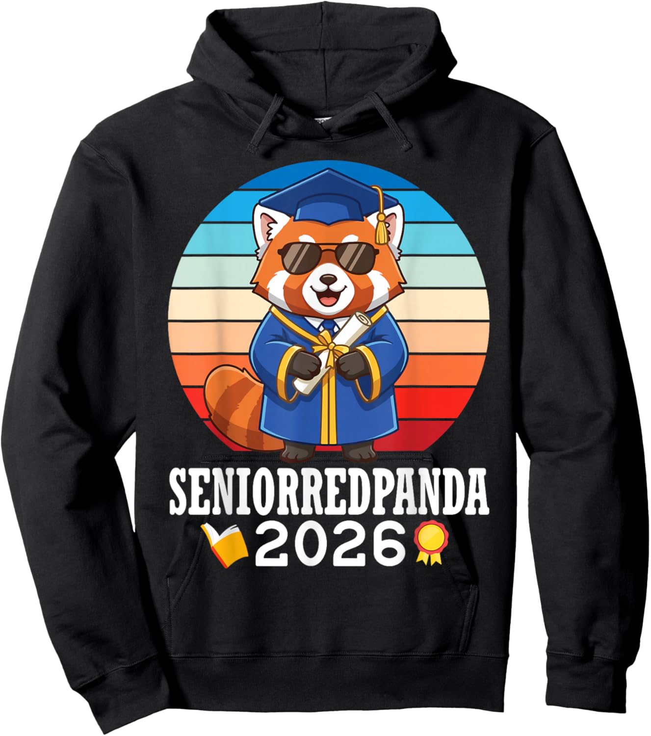 Senior Red Panda 2026 Class of Graduation Day with Diploma Hoodie - Hoodie | Black