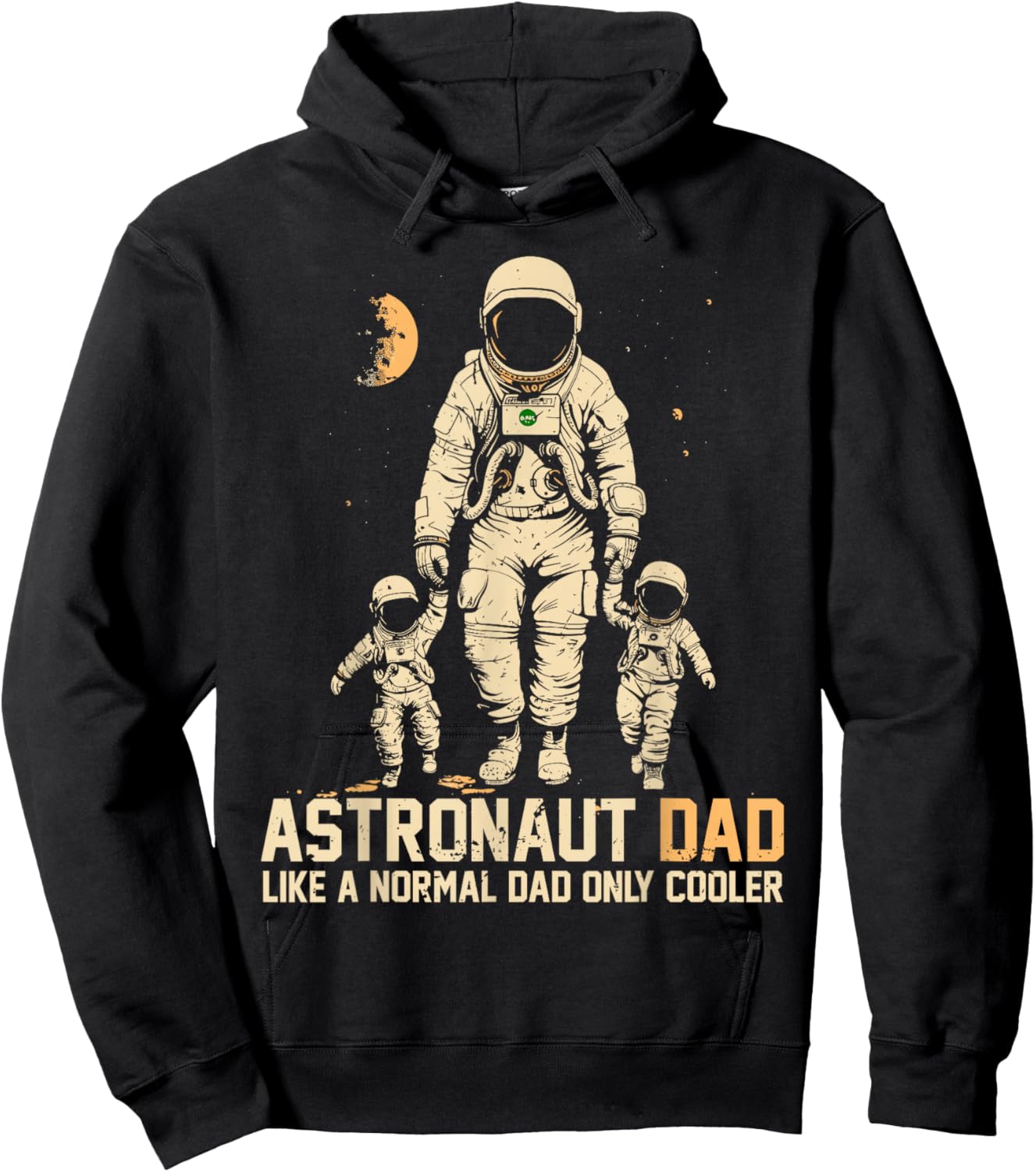 Astronaut Dad Funny Space Father Of 2 Kids Father's Day Twin Hoodie - Hoodie | Black