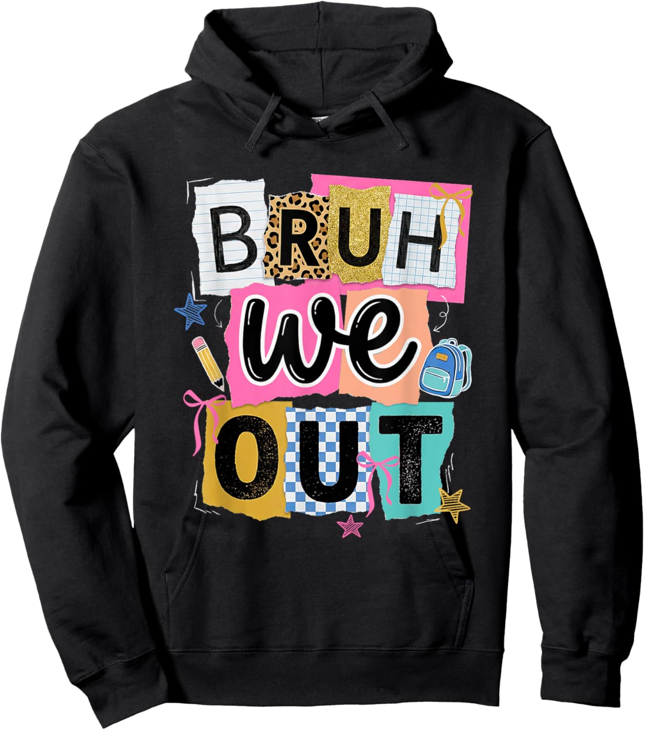 Bruh We Out Coquette Bow Last-Day of School Teacher Student Hoodie - Hoodie | Black