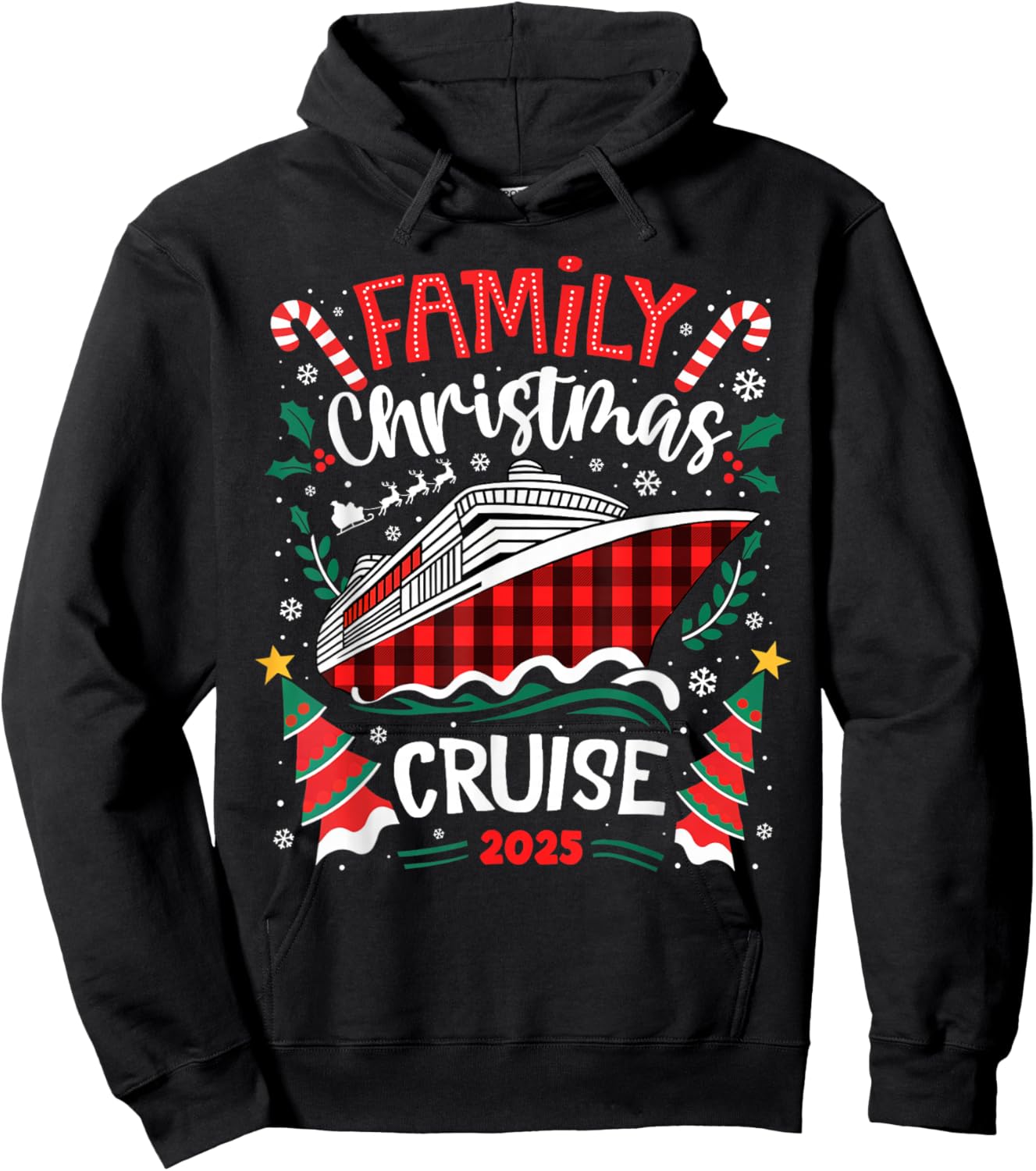 Family Christmas Cruise 2025 Family Matching Merry Christmas Hoodie - Hoodie | Black