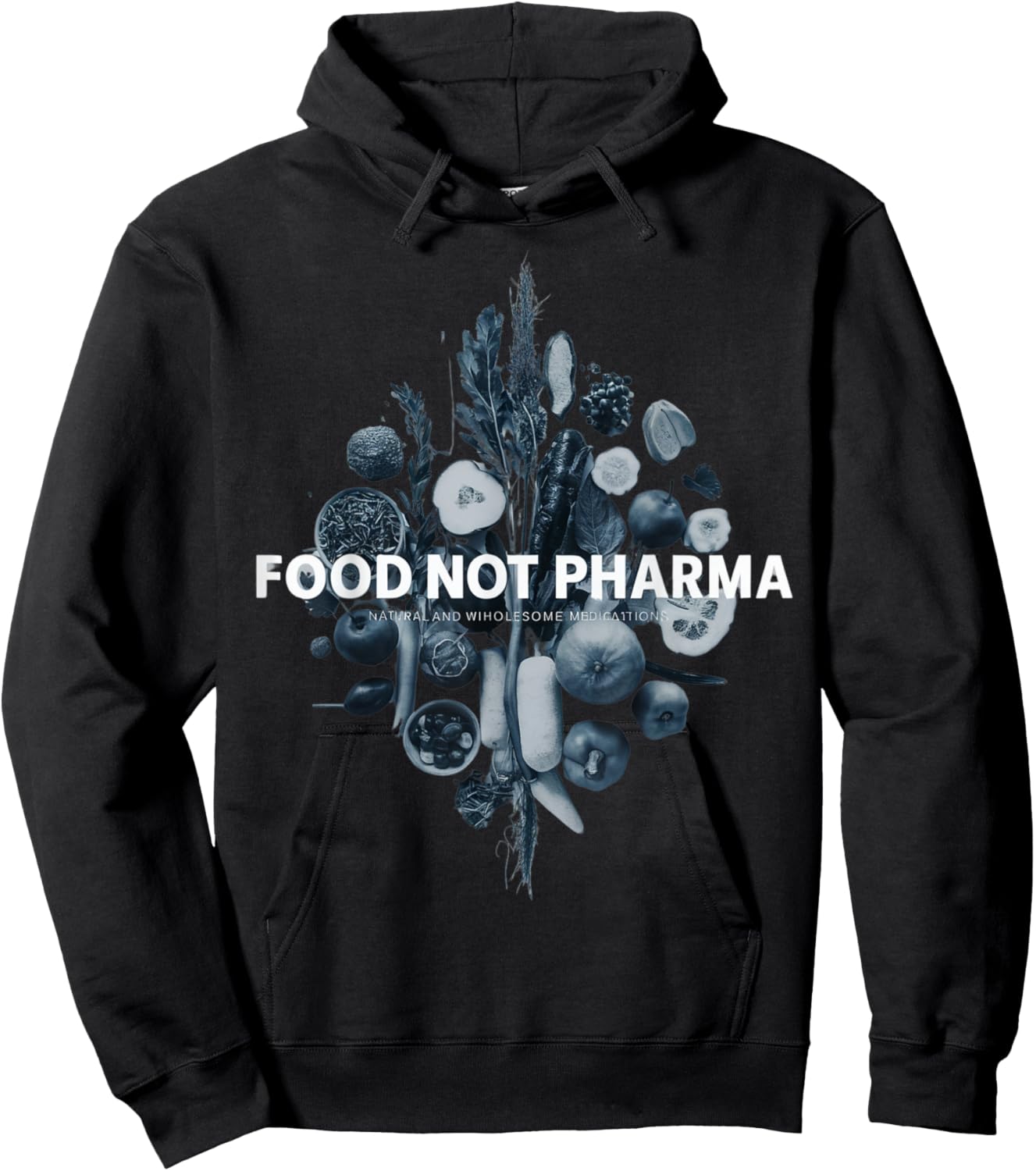 Food Not Pharma Natural Organic Nutrition Hoodie - Hoodie | Black