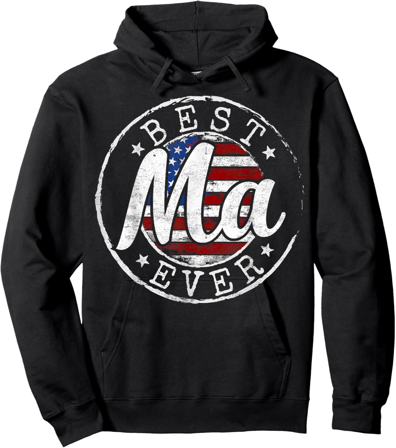 Best Ma Ever USA Flag Stamp Mothers Day Mom to Be Hoodie - Hoodie | Black