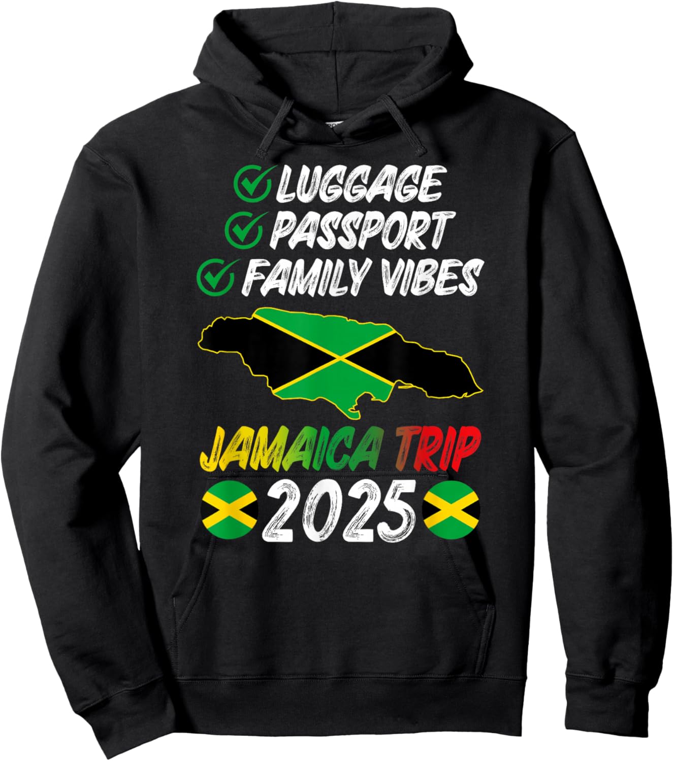 Family Vibes Jamaica Family Trip 2025 Jamaica Vacation Hoodie - Hoodie | Black