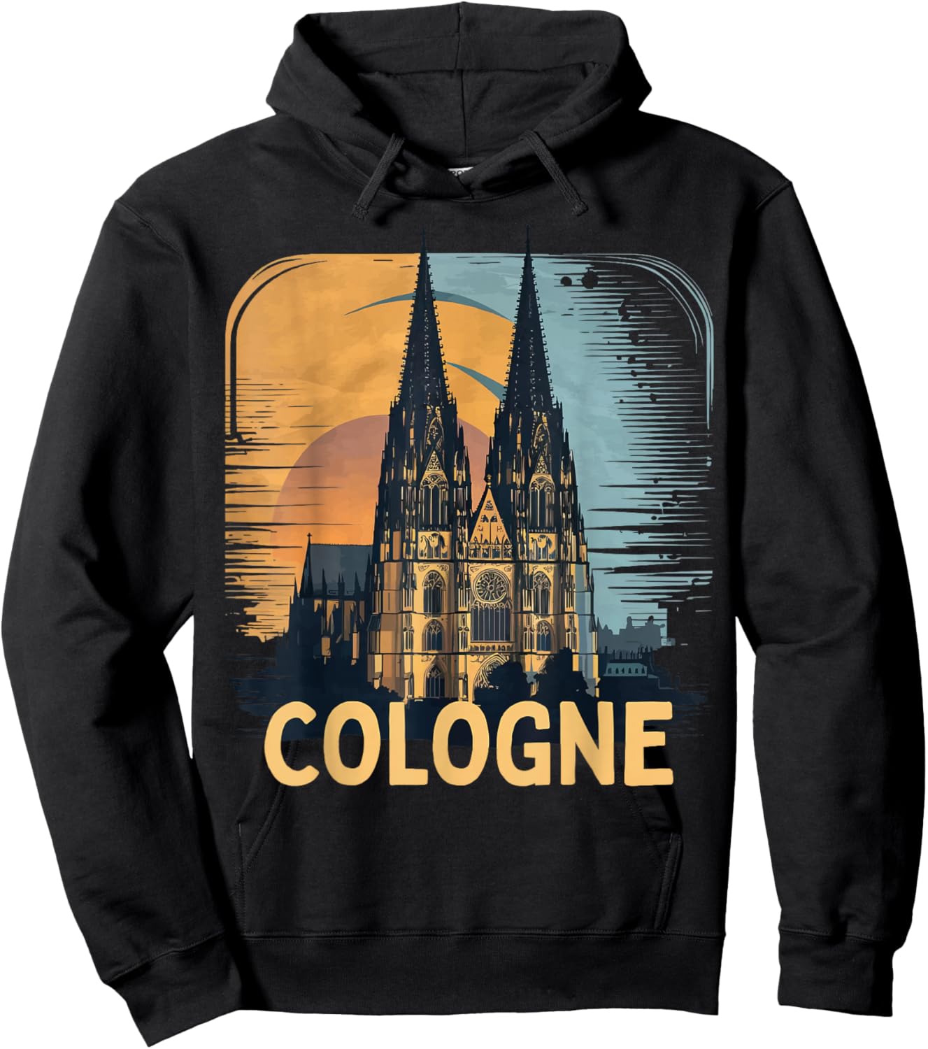 Cologne Cathedral Vintage Silhouette Köln German Skyline Hoodie - Hoodie | Black