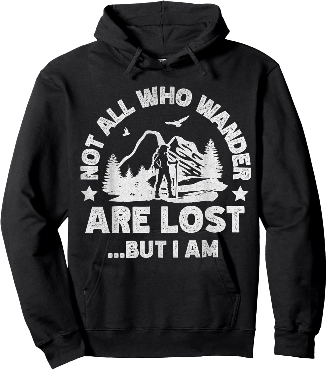 Wander Are Lost Funny Hiking Women Grandma Mom Girlfriend Hoodie - Hoodie | Black