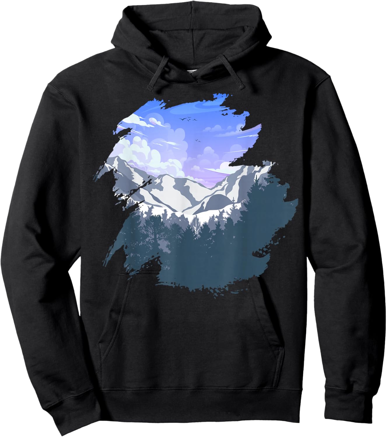 Timeless Mountain, Nature Trees and Forest Hoodie - Hoodie | Black