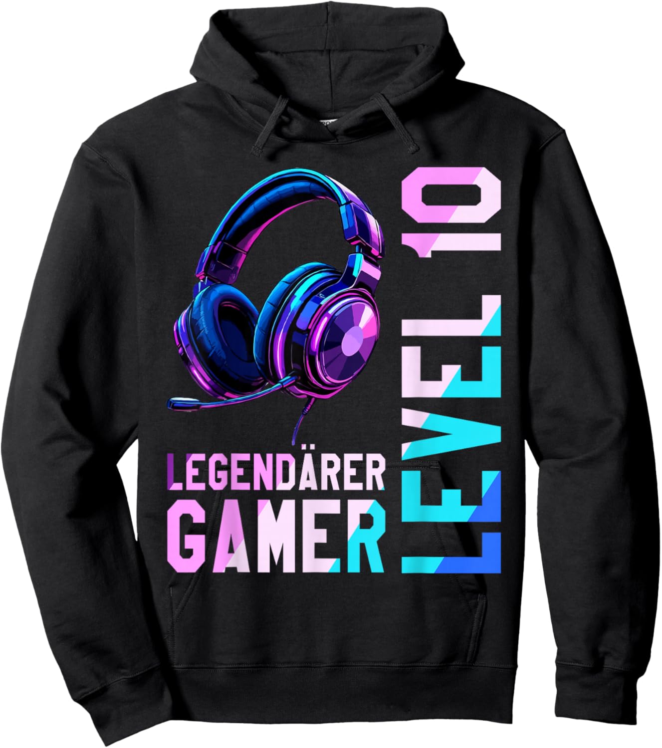 10th Birthday Boy Girl Teenager Level 10 Years Gamer Hoodie - Hoodie | Black