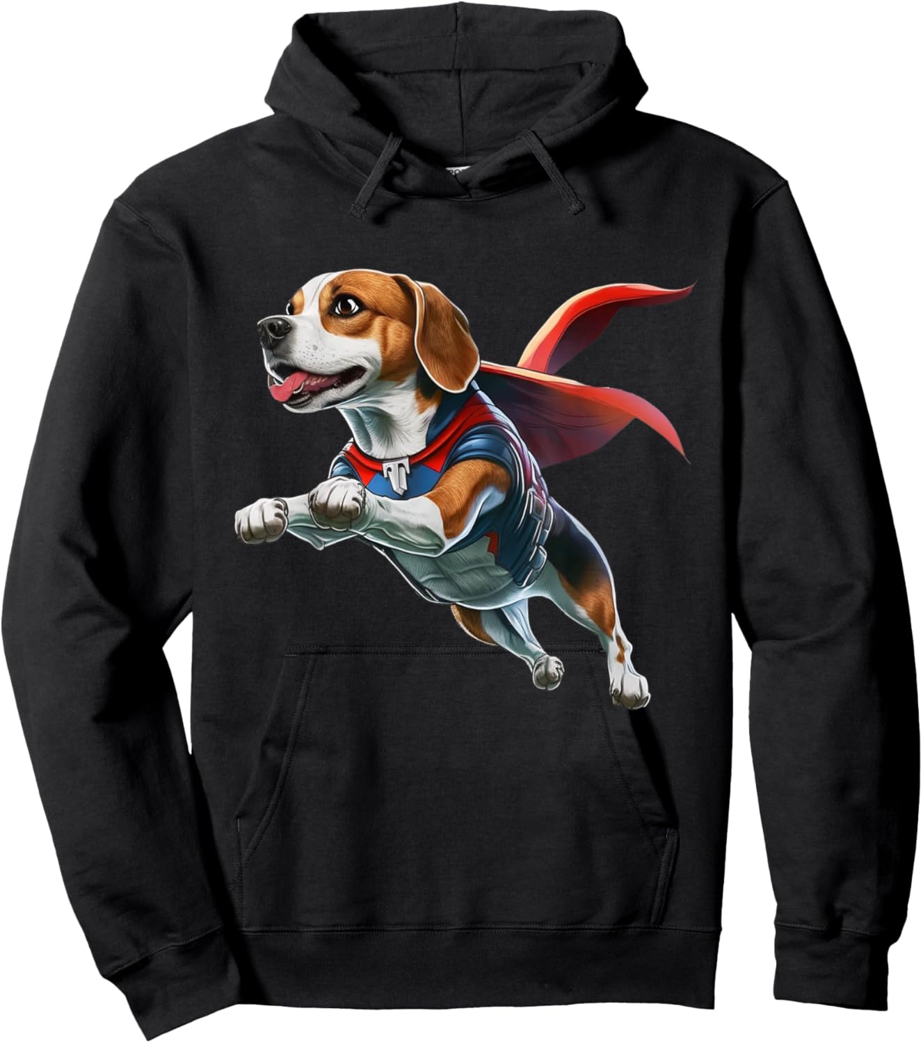 Superhero Beagle Red Cape Super Hero Dog Hoodie - Hoodie | Black