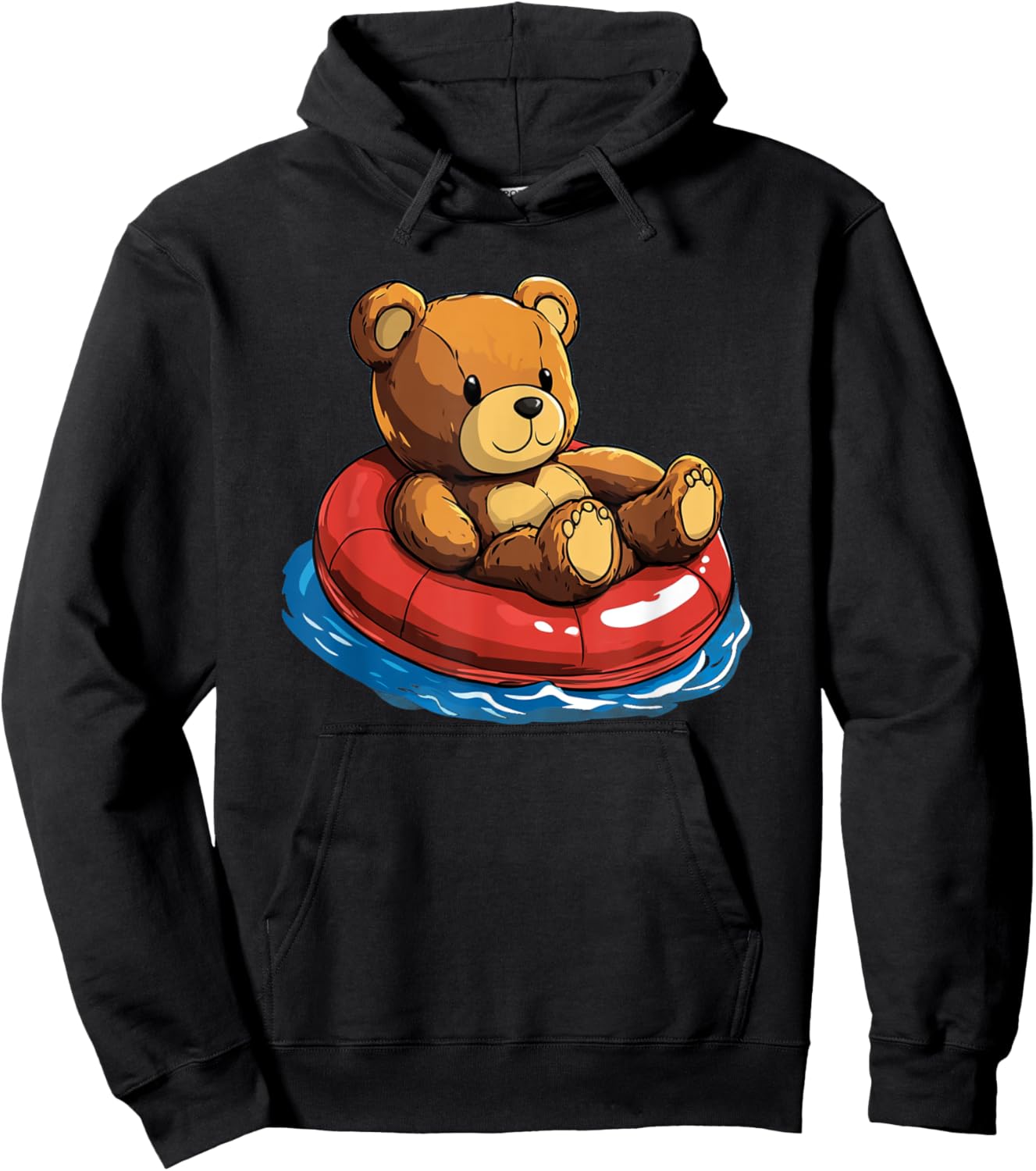 Beach Days Teddy Bear with a Swim Ring Hoodie - Hoodie | Black