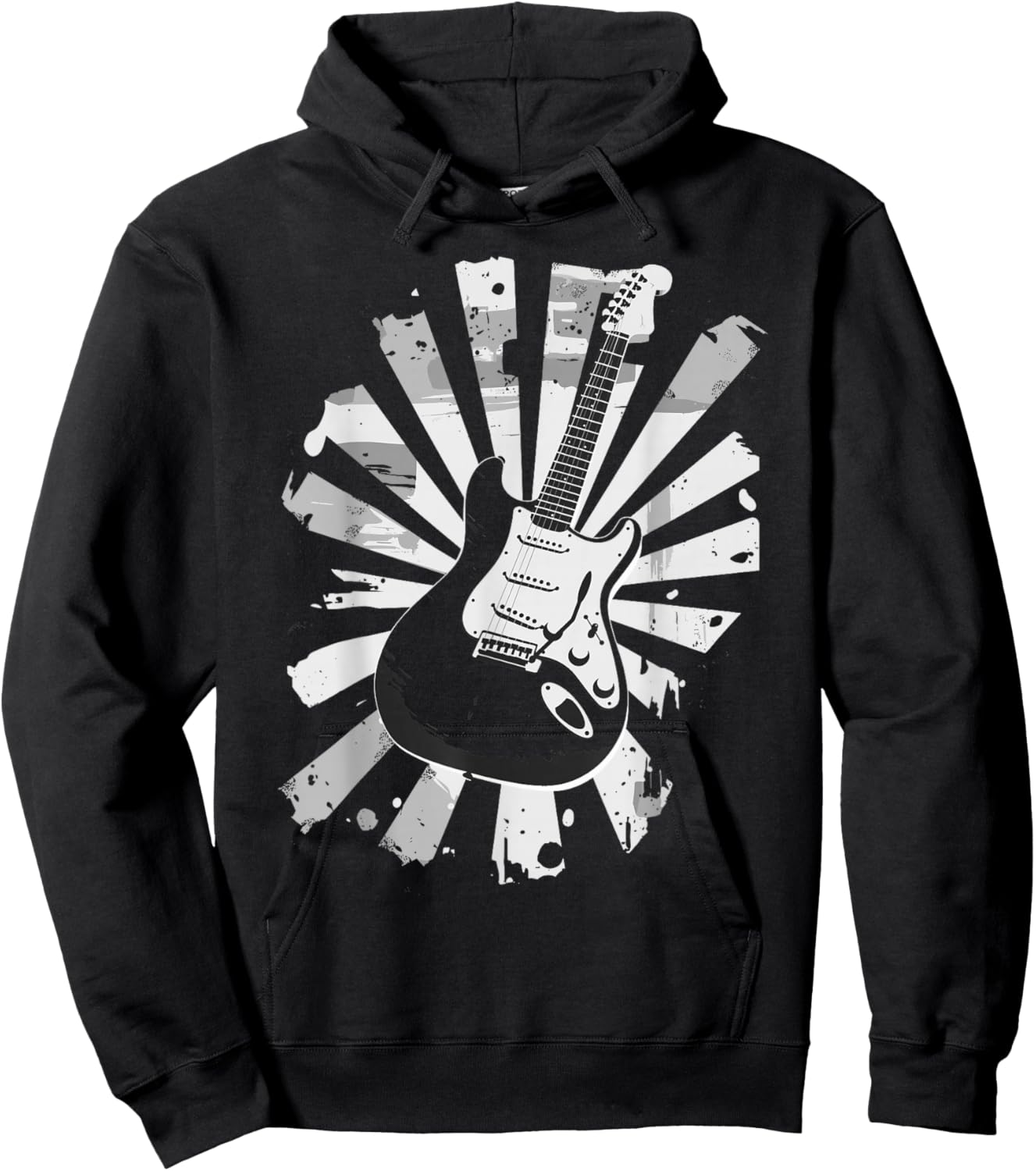 Guitar Art For Solid Body Electric Guitarist Vintage Hoodie - Hoodie | Black