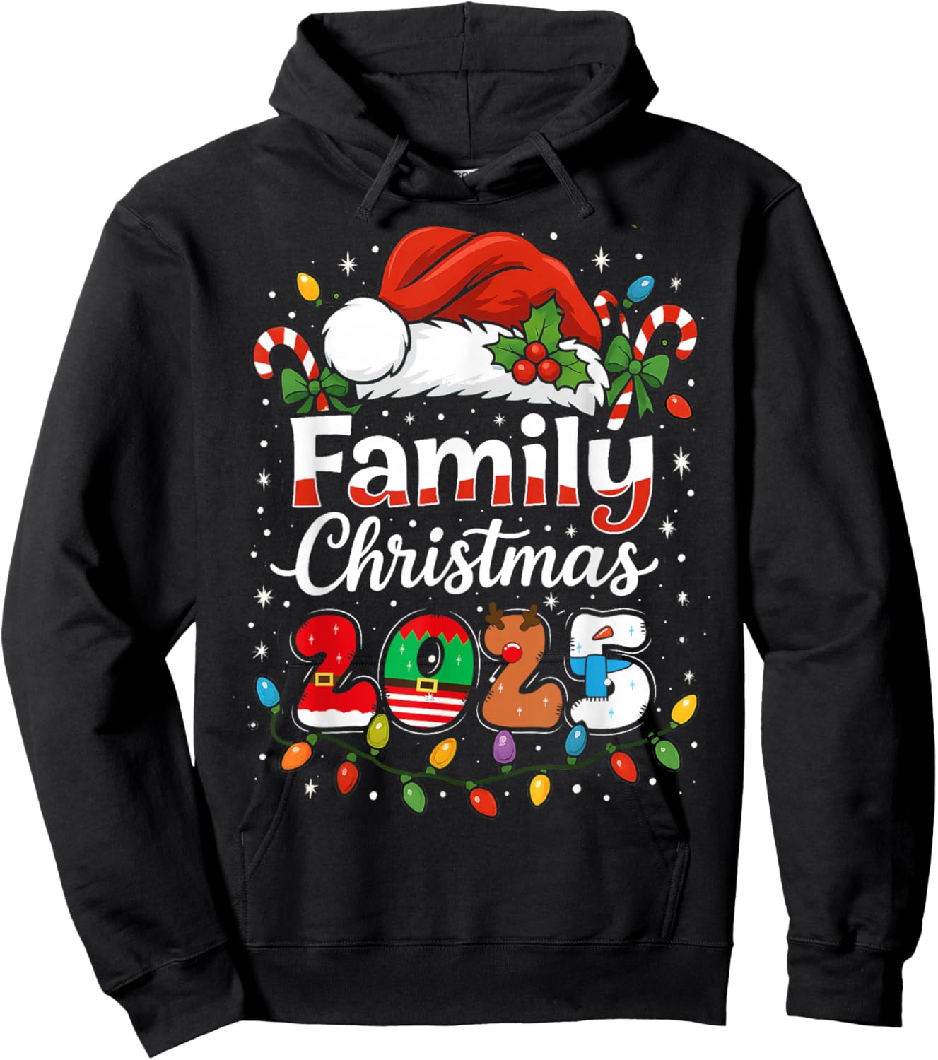 Family Christmas 2025 Matching Outfit Xmas Men Women Kids Hoodie - Hoodie | Black