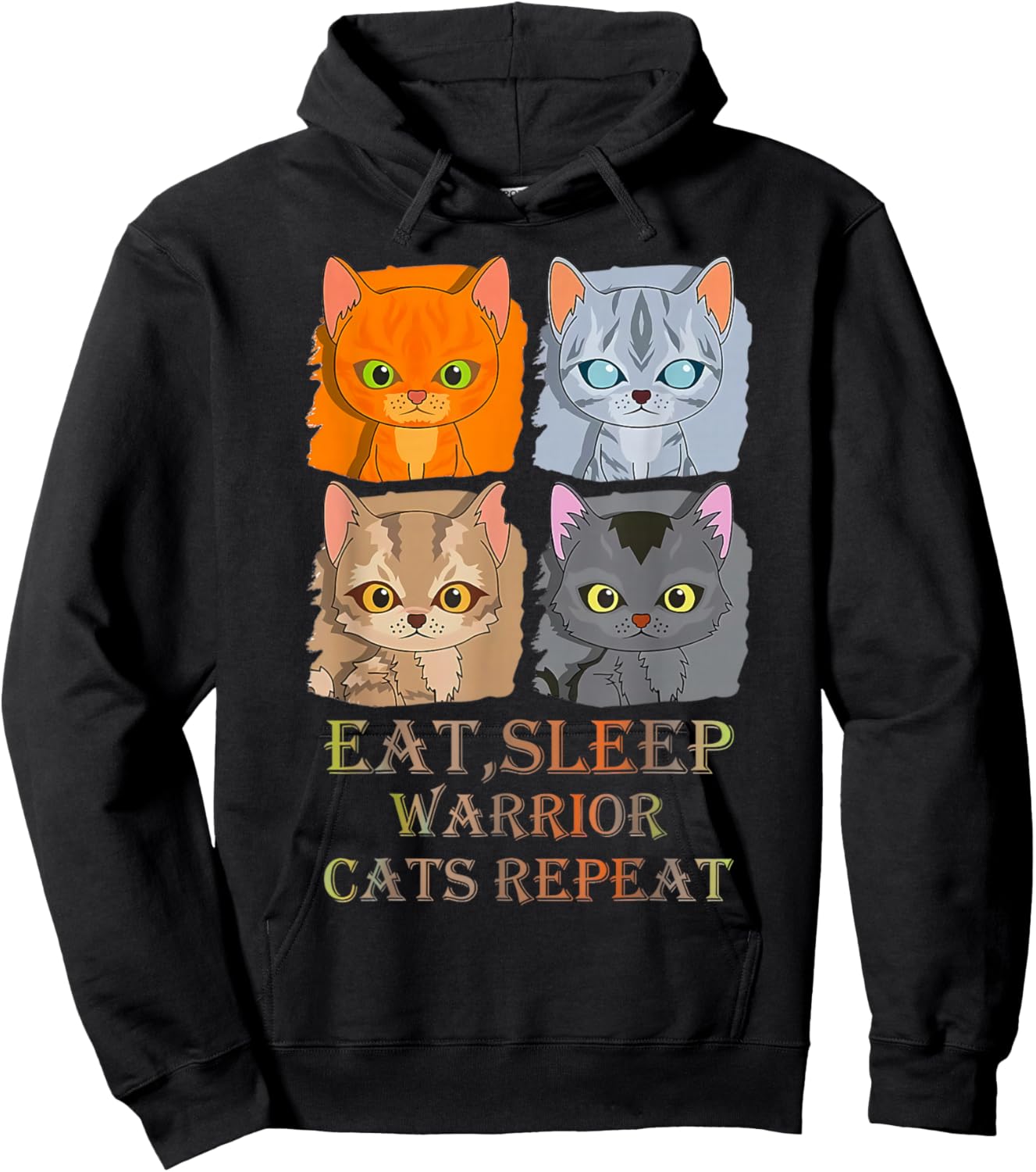 Eat Sleep Warrior Cats Repeat Hoodie - Hoodie | Black