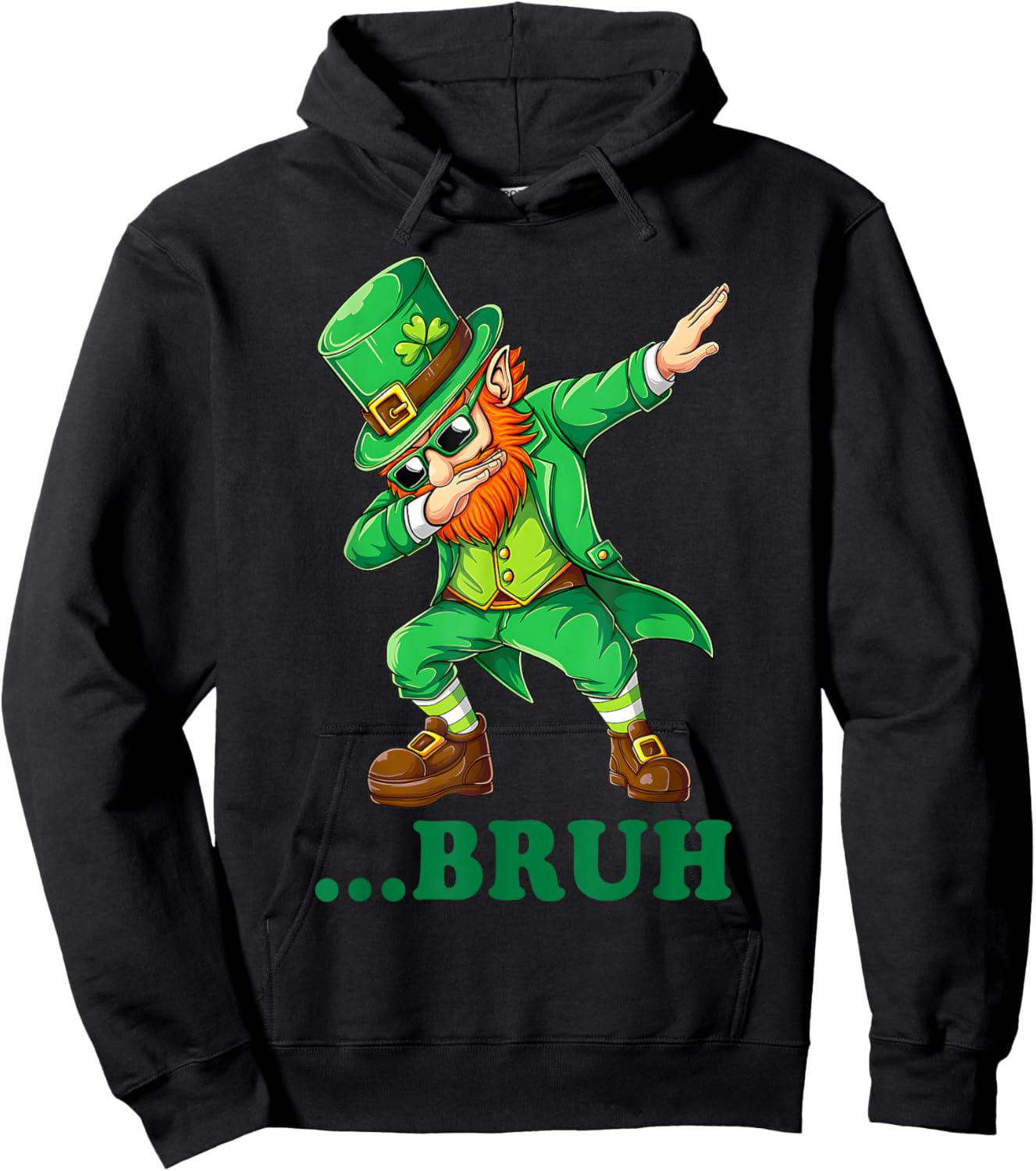 Bruh Dabbing Leprechaun Funny Kids Boys & Day Hoodie - Hoodie | Black