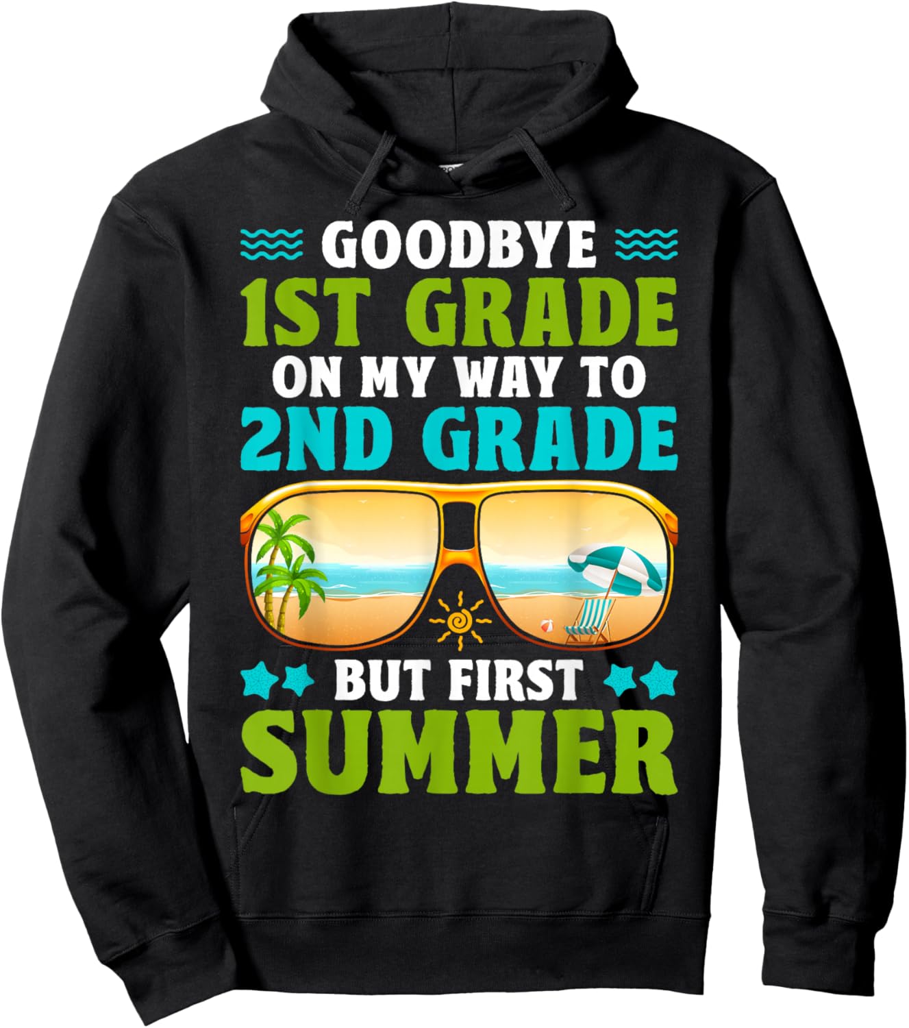 Goodbye 1st Grade Graduation to 2nd Grade Hello Summer Boys Hoodie - Hoodie | Black
