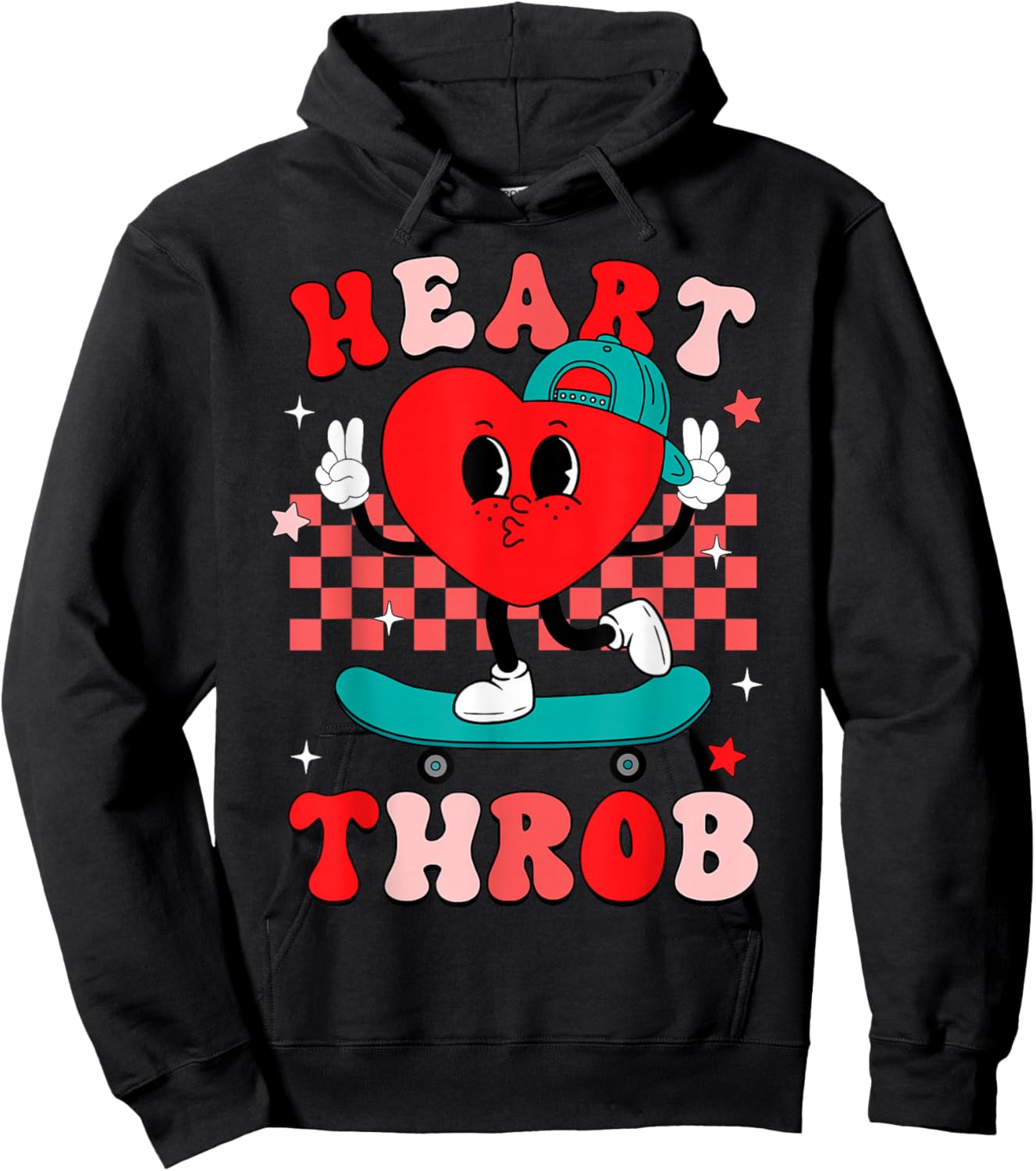 Heart Throb Groovy Valentine Skateboard Toddler Boy Kid Hoodie - Hoodie | Black