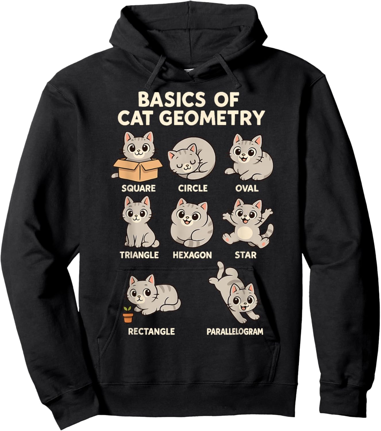 Basics of Cat Geometry Funny Cat Math Physics Science Humor Hoodie - Hoodie | Black