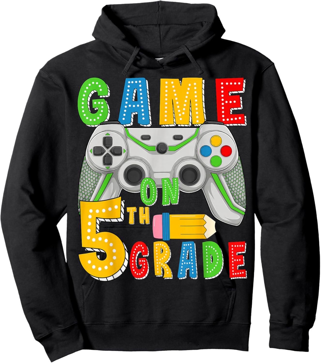 Game On Fifth Grade Back To School Gamer 5th Grade Boys Kids Hoodie - Hoodie | Black
