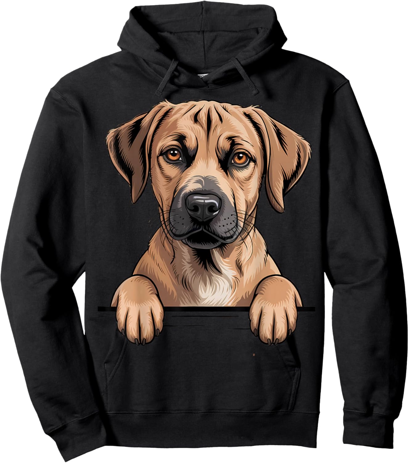 Black Mouth Cur Funny Peeking Pocket Puppy Dog Lover Hoodie - Hoodie | Black