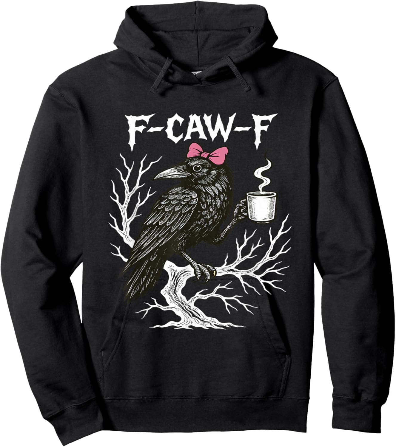 Coquette Bow Crow Raven F-CAW-F Halloween Dark Bird Spooky Hoodie - Hoodie | Black