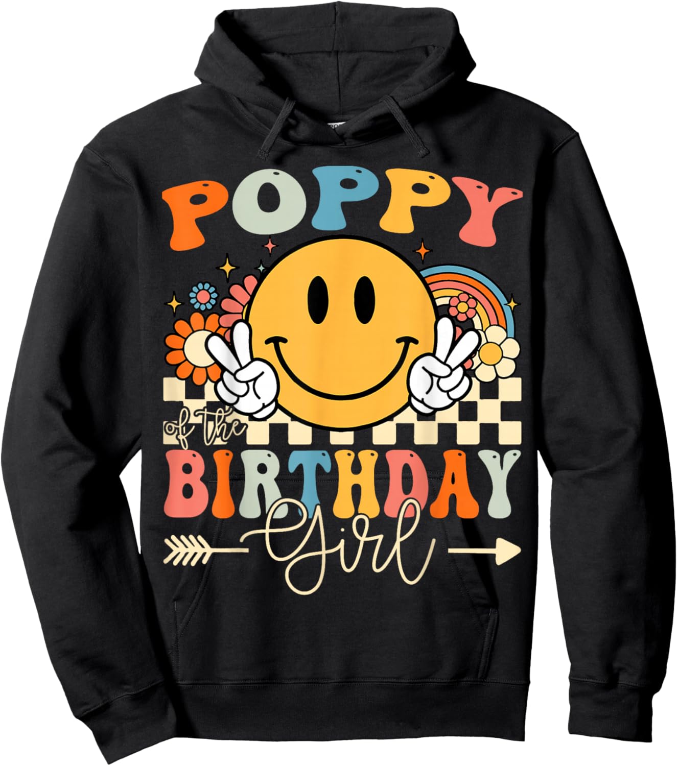 Poppy Of The Birthday Girl Groovy Retro Vintage Hoodie - Hoodie | Black