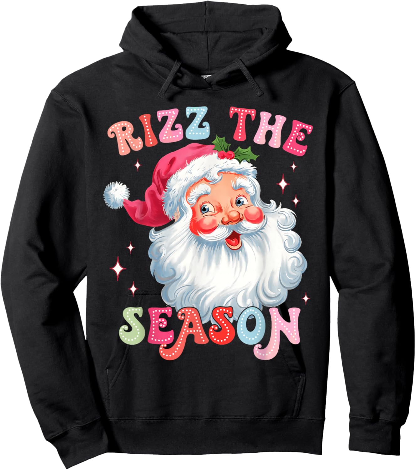 Rizz the Season Funny Christmas Rizzmas Santa Claus Rizzler Hoodie - Hoodie | Black