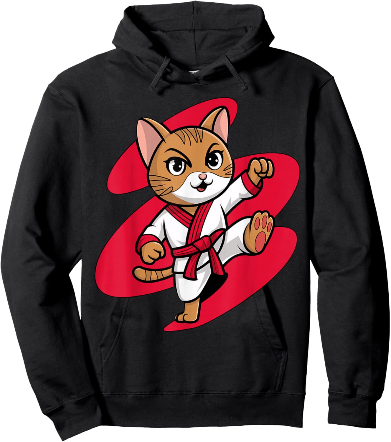 Karate Cat Red Belt Taekwondo Hoodie - Hoodie | Black