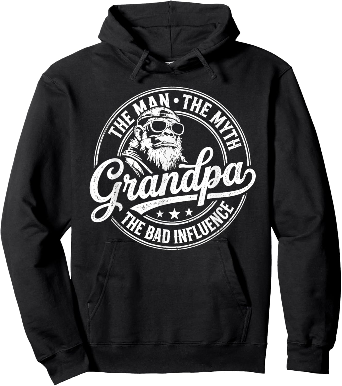 The Man The Myth Grandpa The Bad Influence Monkey Hoodie - Hoodie | Black