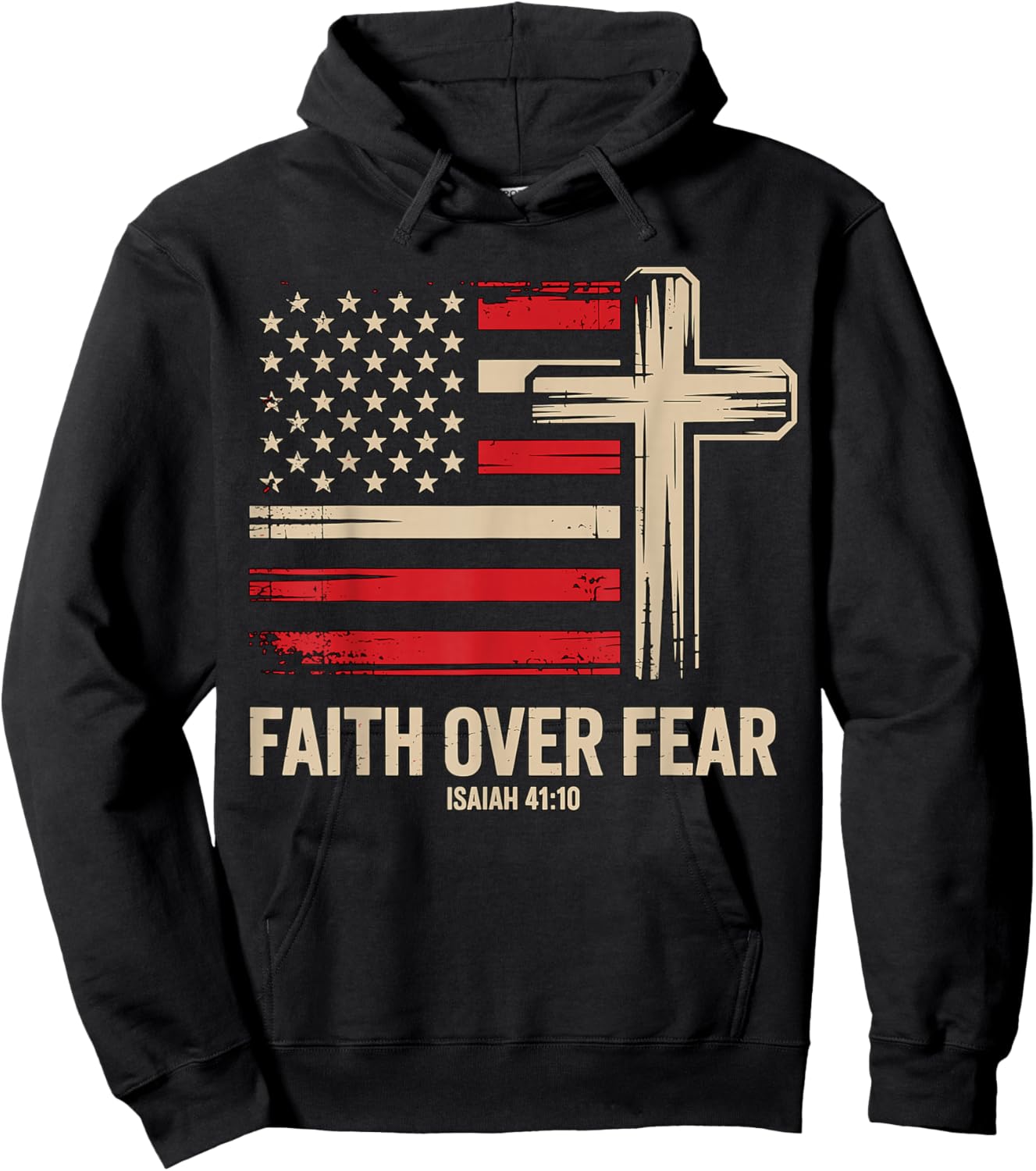 Faith Over Fear American Flag Hoodie - Hoodie | Black