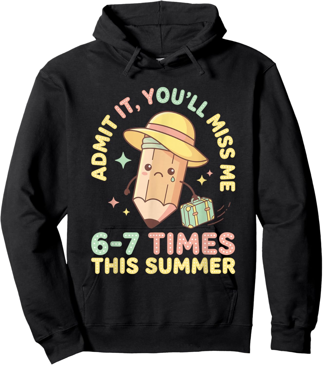 Crying Pencil Summer Vacation Teacher Student Hoodie - Hoodie | Black