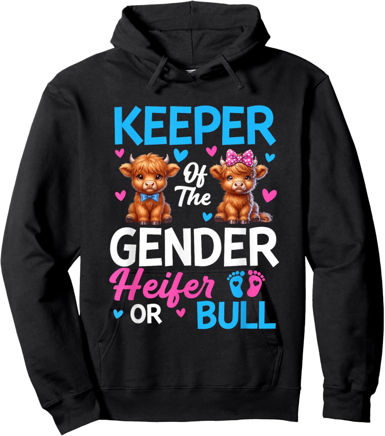 Keeper of The Gender Heifer Or Bull Baby Announcement Hoodie - Hoodie | Black