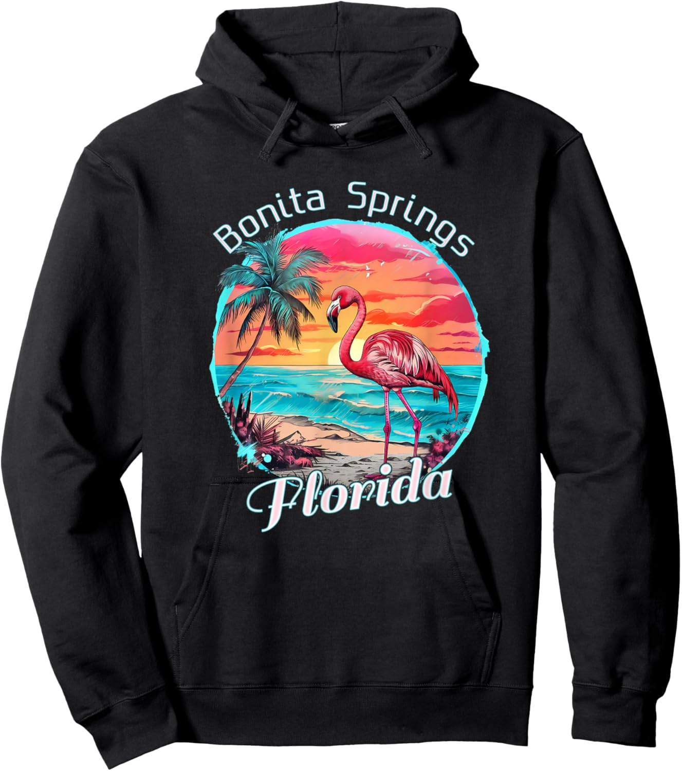 Bonita Springs Florida Beach Flamingo Tropical Souvenir Hoodie - Hoodie | Black