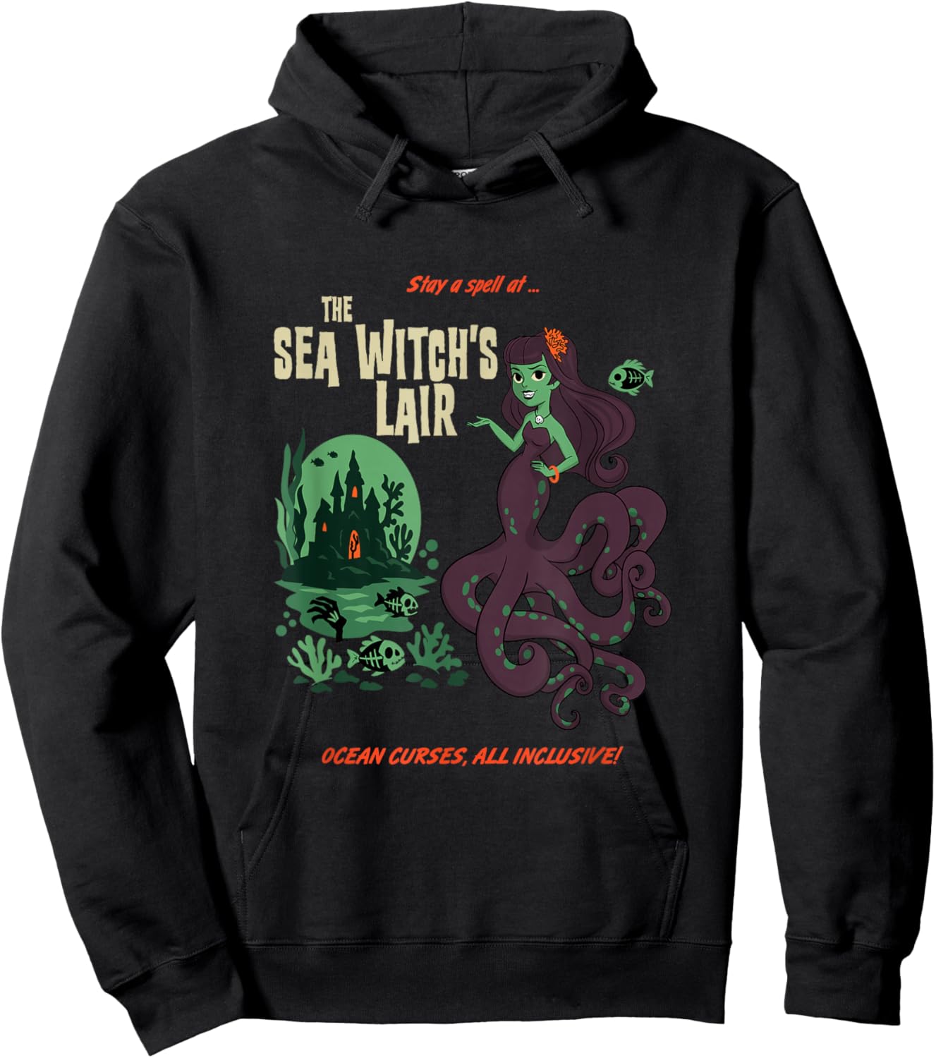 Sea Witch's Lair - Retro Kitsch, Mermaid & Witch core Hoodie - Hoodie | Black