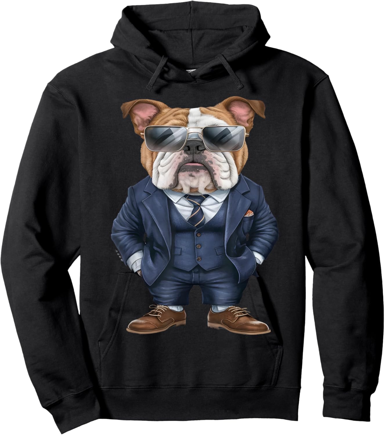 Men Woman English Bulldog Suit English Bulldog Hoodie - Hoodie | Black
