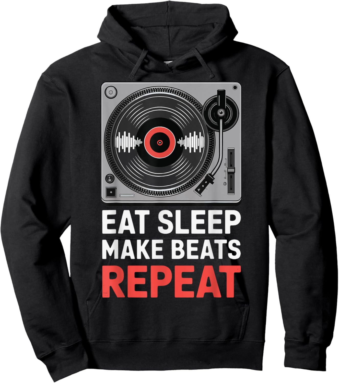 Eat Sleep Make Beats Repeat Vinyl Raver Sound Engineer Hoodie - Hoodie | Black