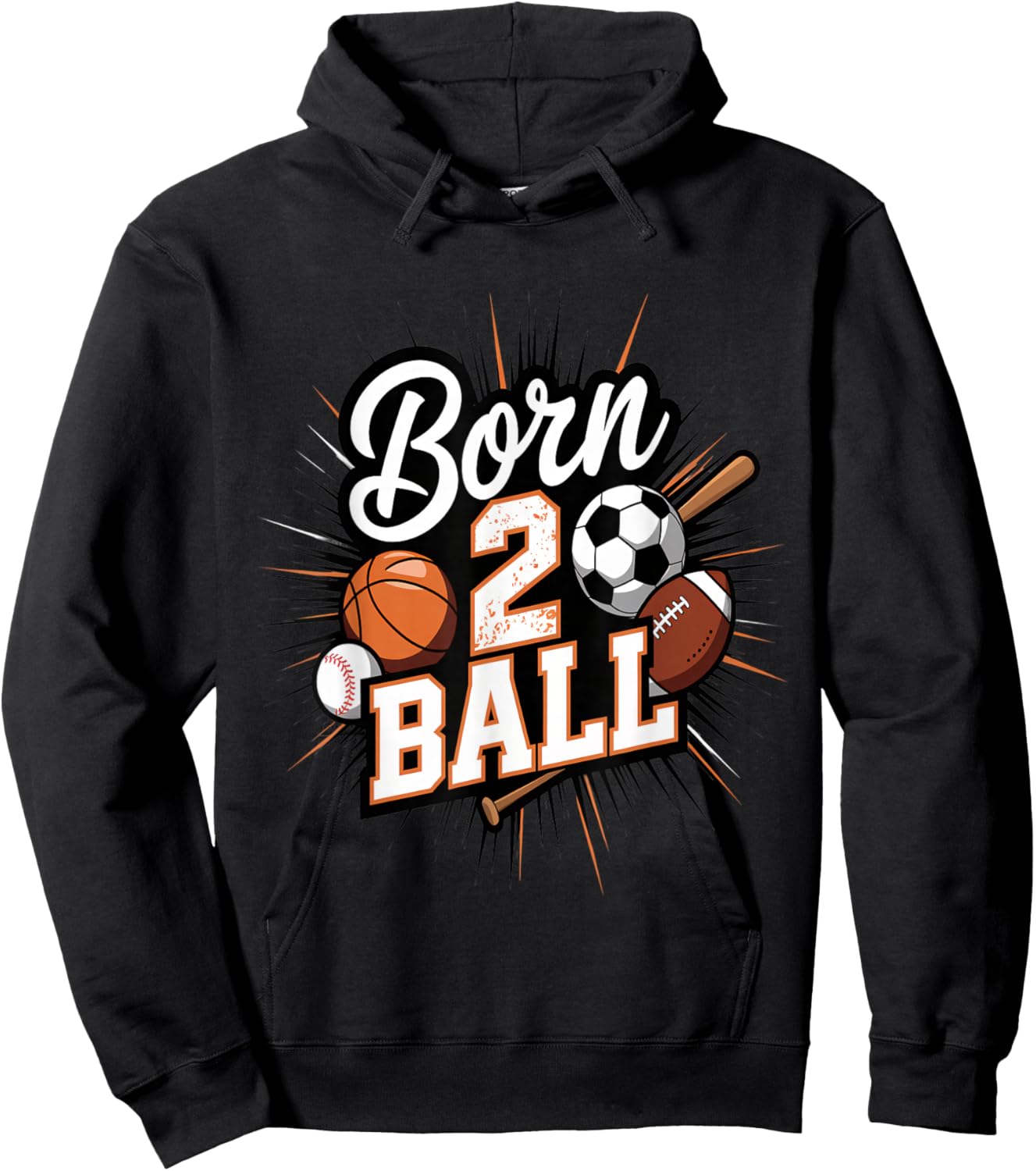Born 2 Ball Sports 2nd Birthday Design Hoodie - Hoodie | Black