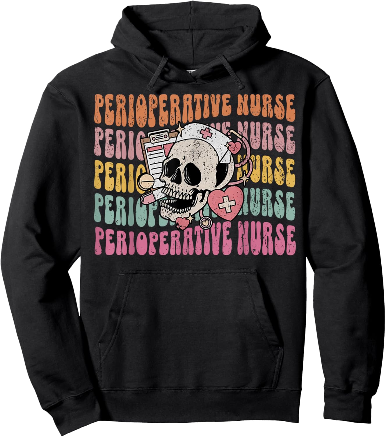 Retro Perioperative Nurse Future OR Nurse Skeleton Halloween Hoodie - Hoodie | Black