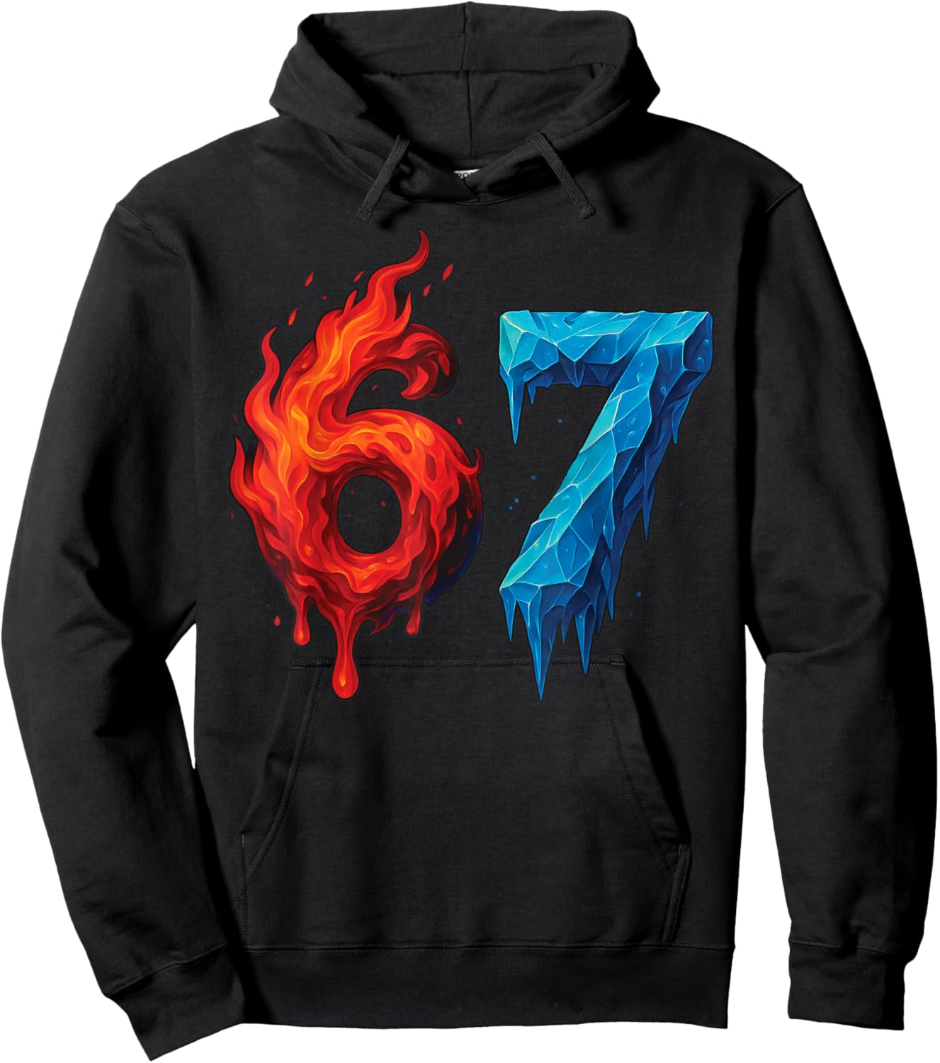 67 Six Seven 6-7 Flaming Ice – Funny Teen Kids Brainrot Meme Hoodie - Hoodie | Black