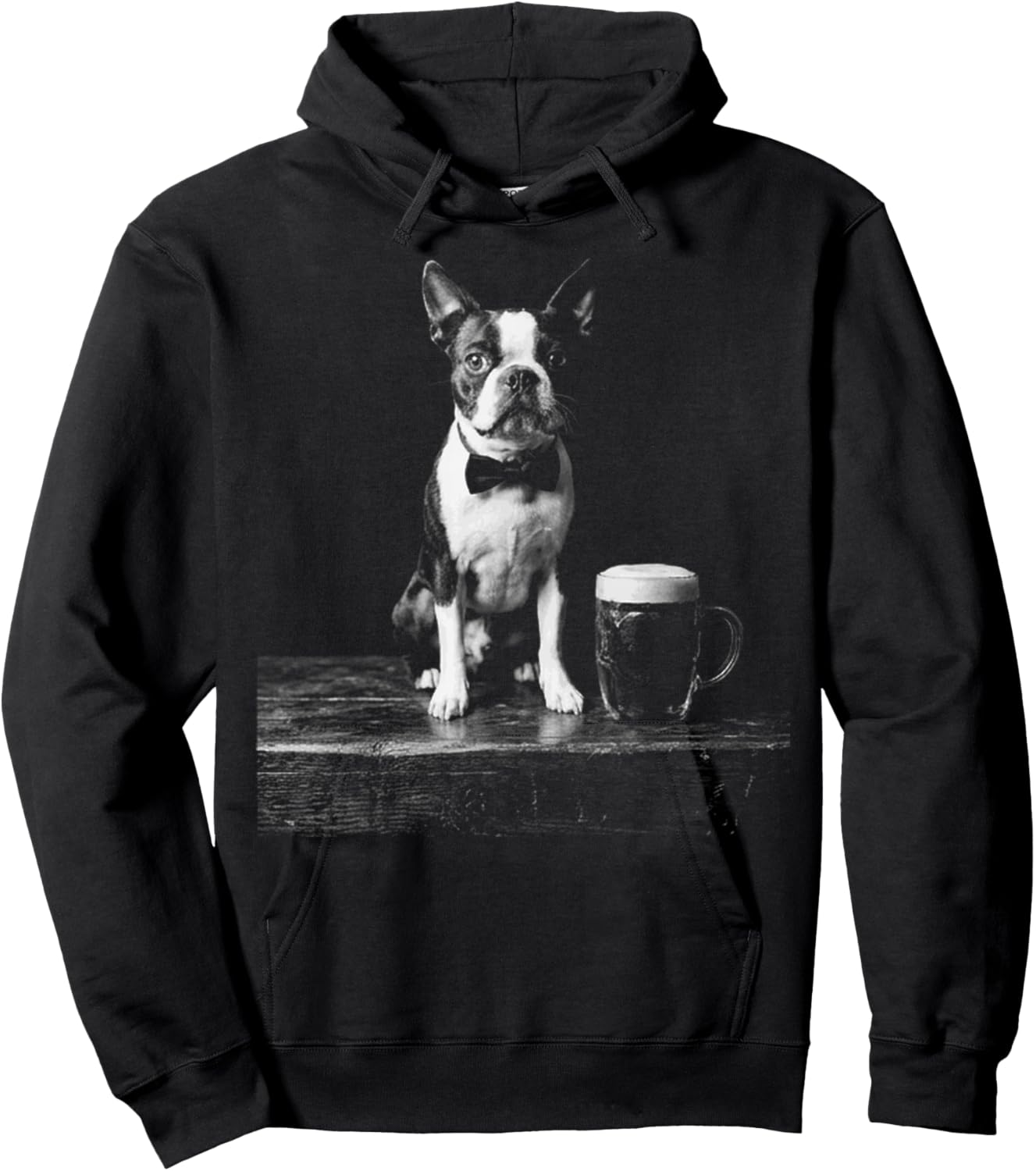 Boston Terrier Drinking Beer Funny Dog Meme Hoodie - Hoodie | Black
