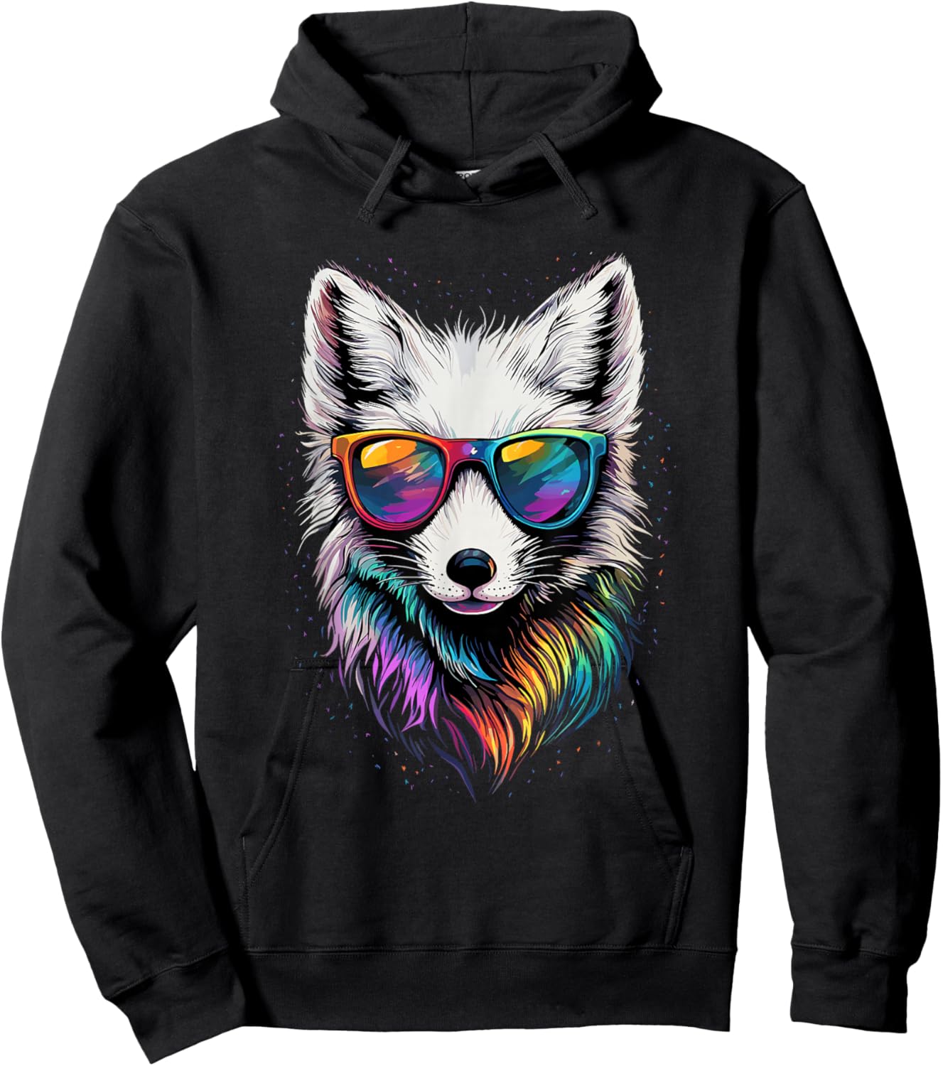 Fox Fleece White Fox Snow Fox Fleece Hoodie - Hoodie | Black