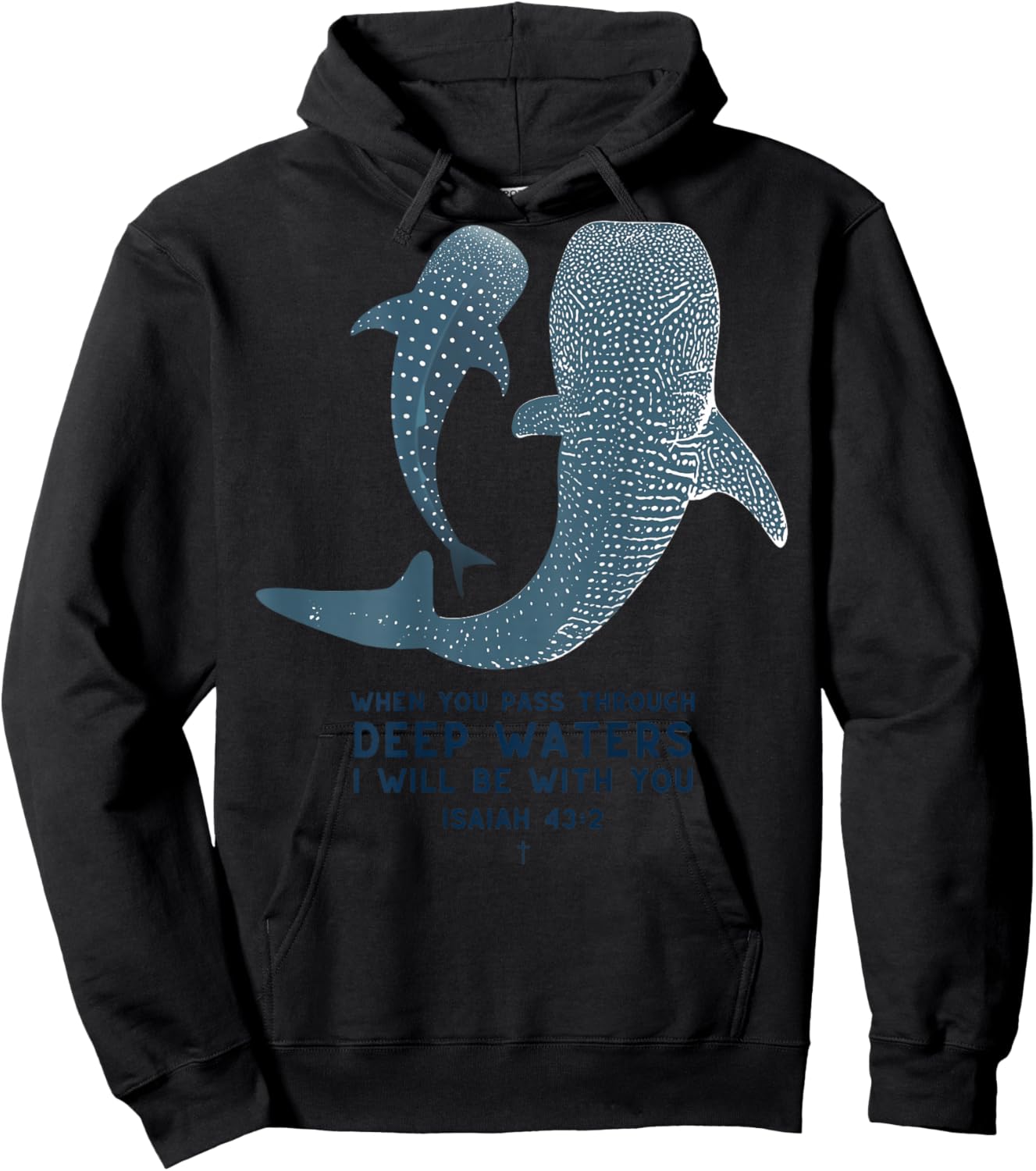Christian Scripture Jesus Isaiah Whale Shark (On Back) Hoodie - Hoodie | Black
