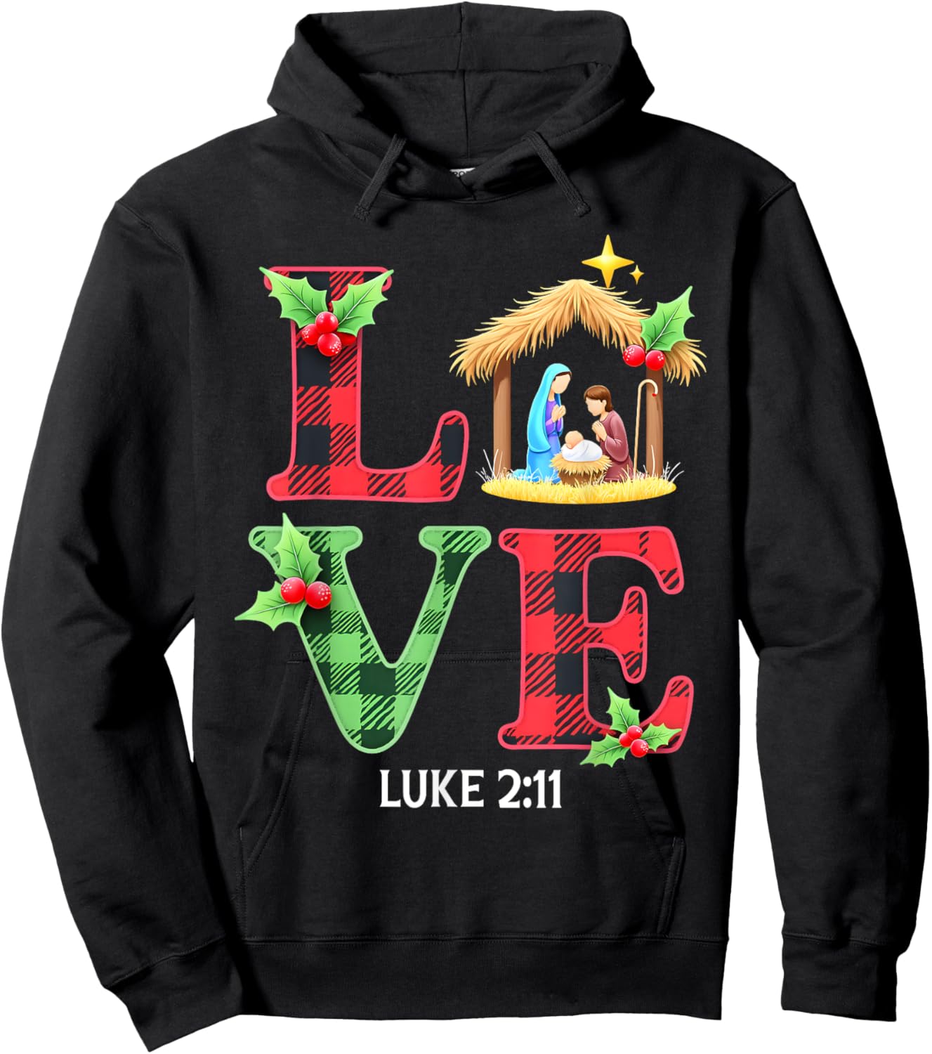 Love Nativity Christmas Jesus Xmas Christian Family Matching Hoodie - Hoodie | Black