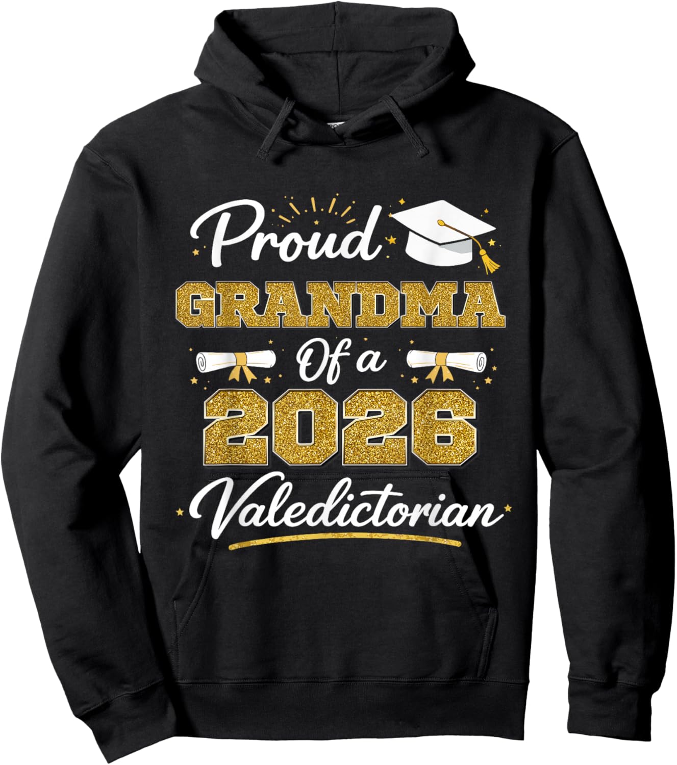 Proud Grandma A 2026 Valedictorian Graduation Graduate Grad Hoodie - Hoodie | Black
