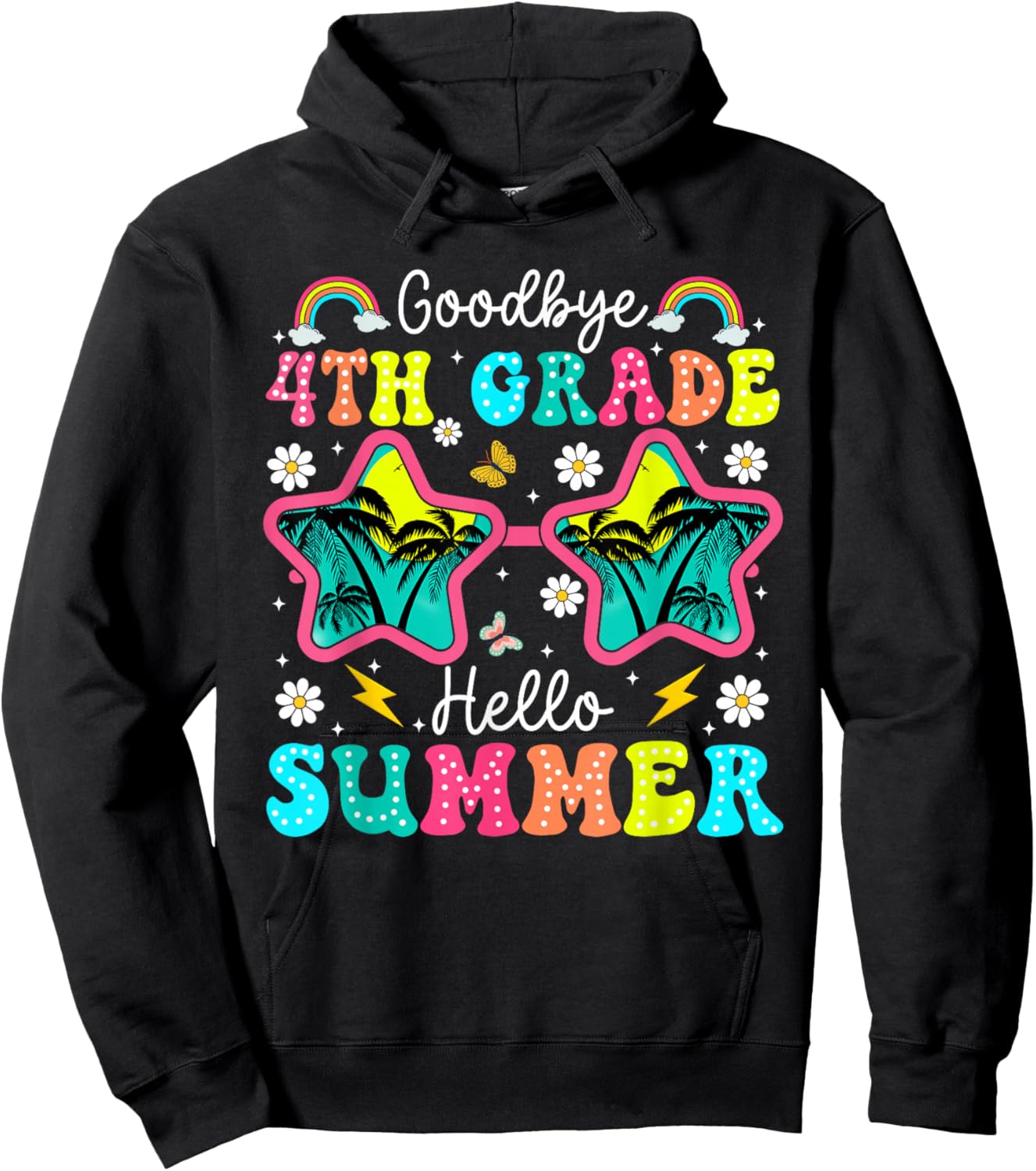 Goodbye 4th Grade Graduation Last Day of School Hello Summer Hoodie - Hoodie | Black