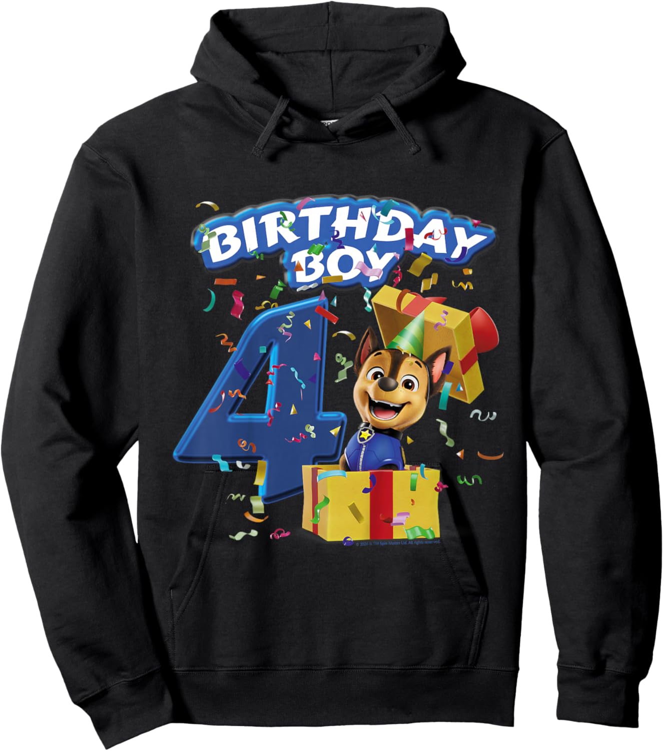 Kids Official Paw Patrol Chase Birthday Boy Age 4 Hoodie - Hoodie | Black